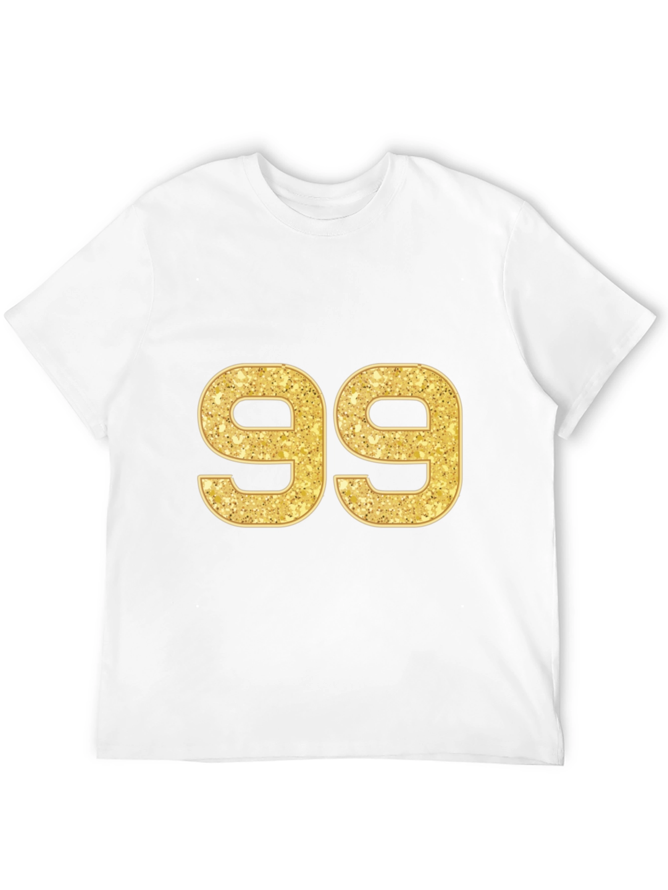 Gold Glitter Number 99 Black T-Shirt