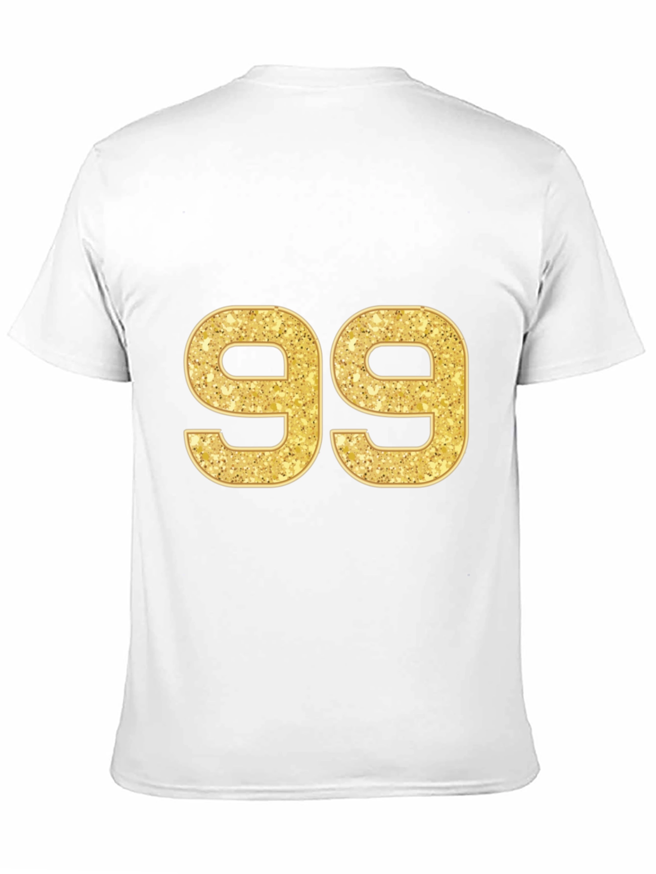 Gold Glitter Number 99 Black T-Shirt