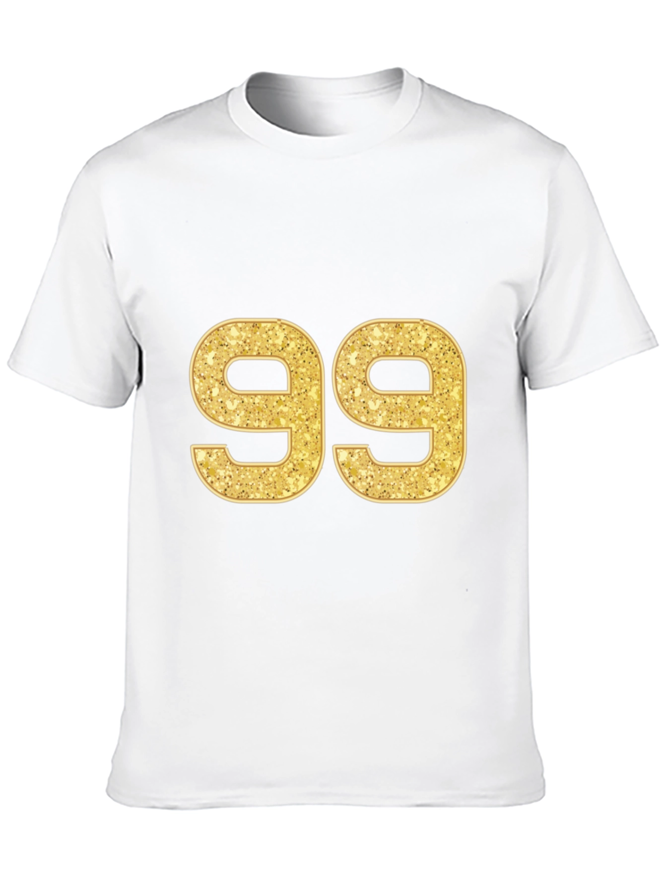 Gold Glitter Number 99 Black T-Shirt