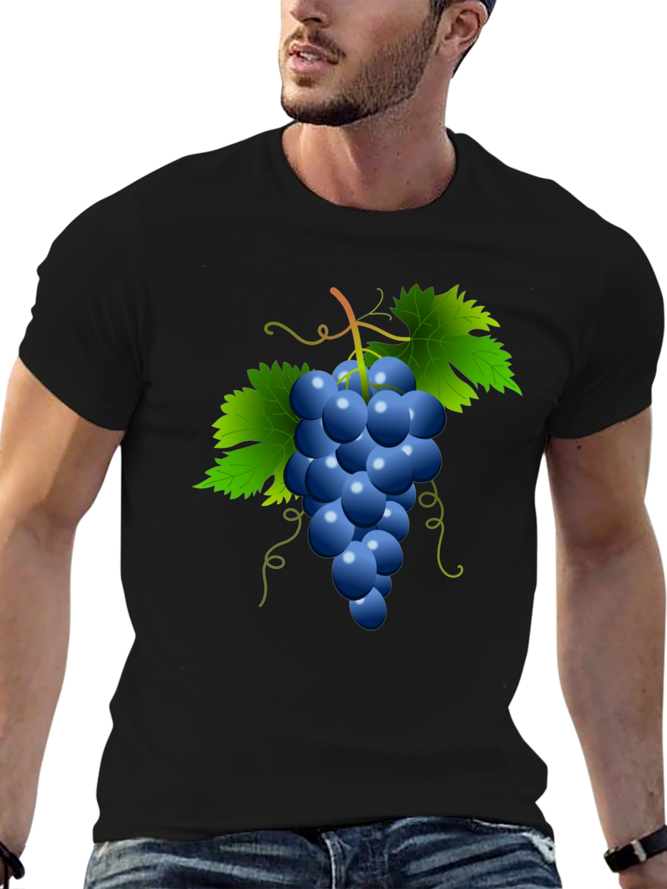 Grapes Graphic Tee - Casual Black T-Shirt
