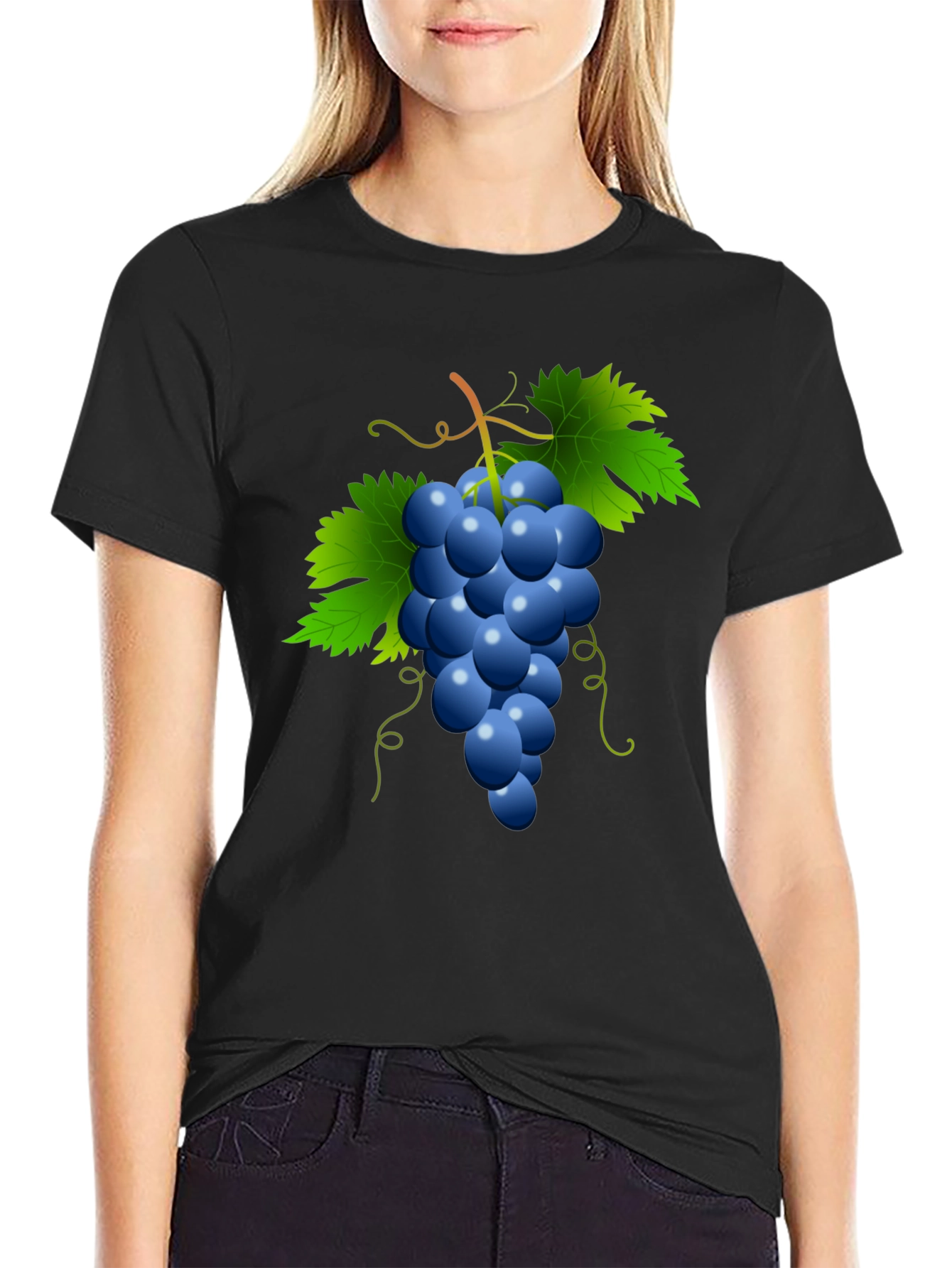 Grapes Graphic Tee - Casual Black T-Shirt
