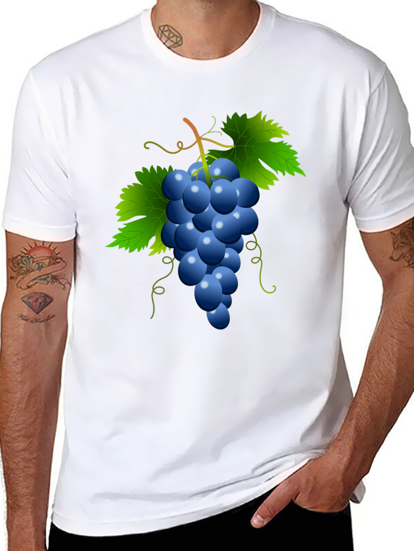 Grapes Graphic Tee - Casual Black T-Shirt