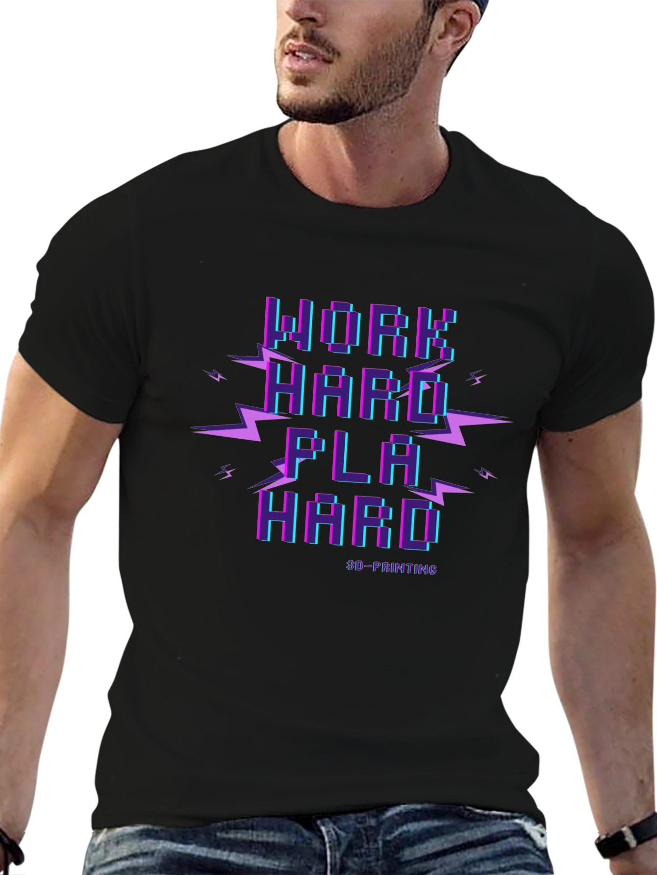 Work Hard Play Hard 3D Printing T-Shirt