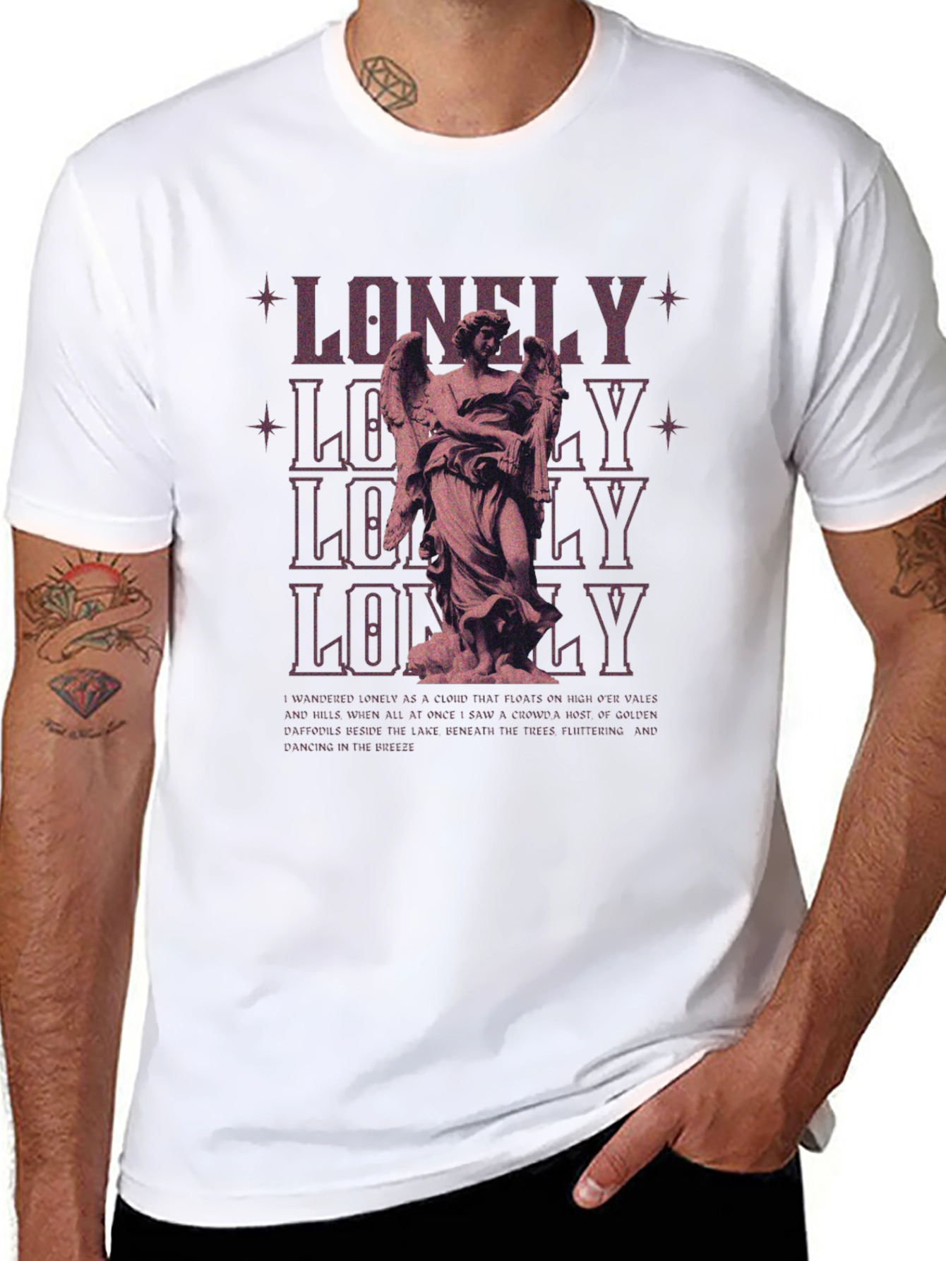 Lonely Angel Graphic Print Black T-Shirt
