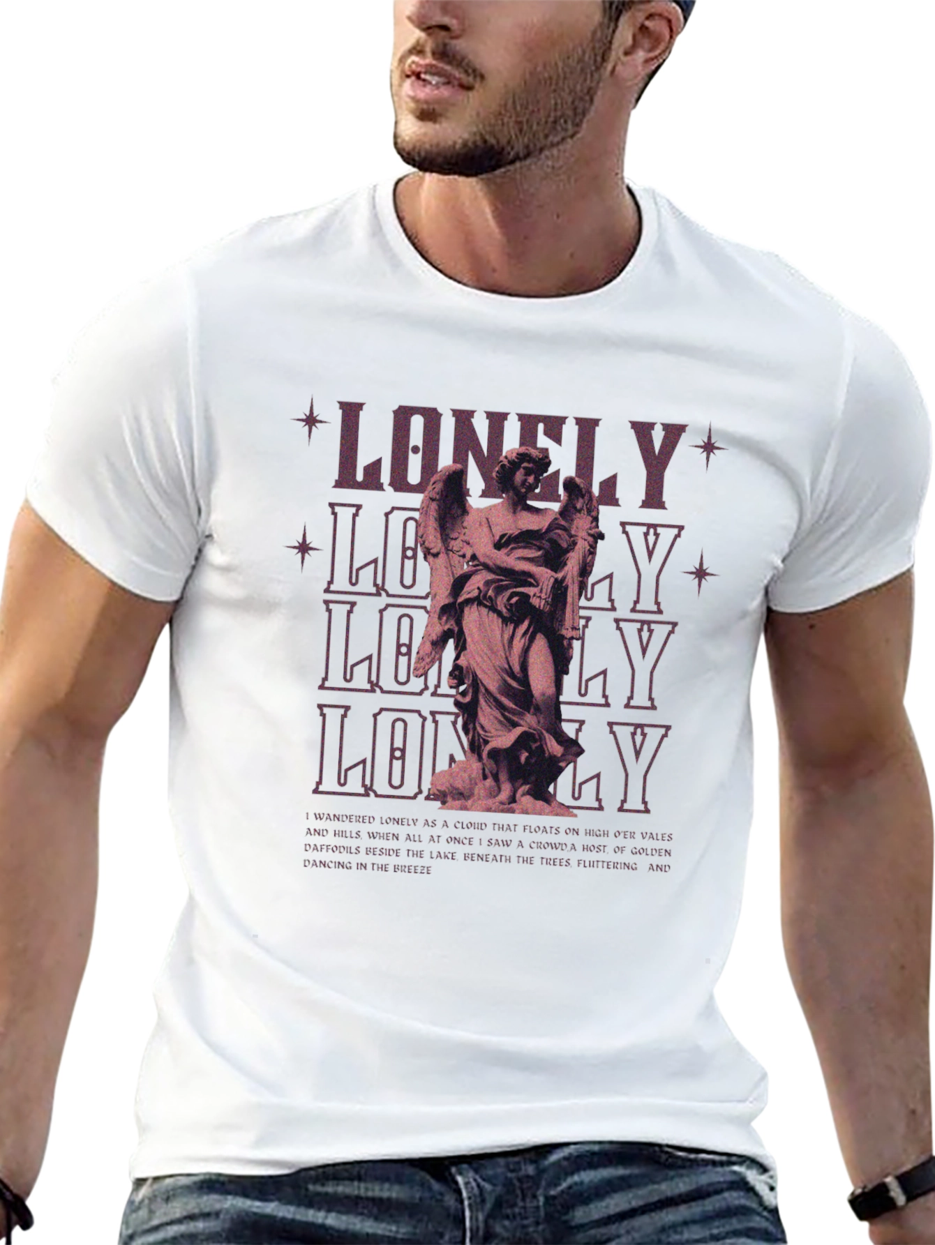Lonely Angel Graphic Print Black T-Shirt
