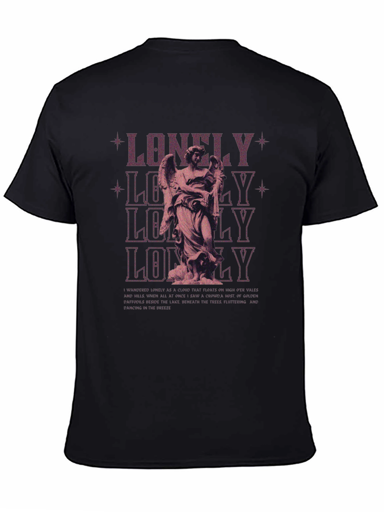 Lonely Angel Graphic Print Black T-Shirt