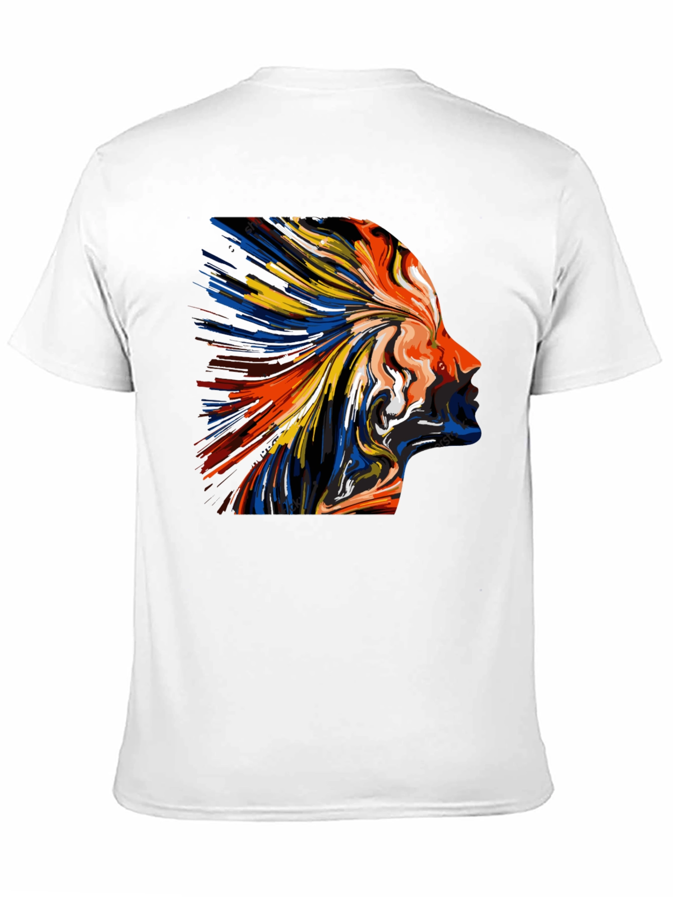 Abstract Face Art Print Tee - Black