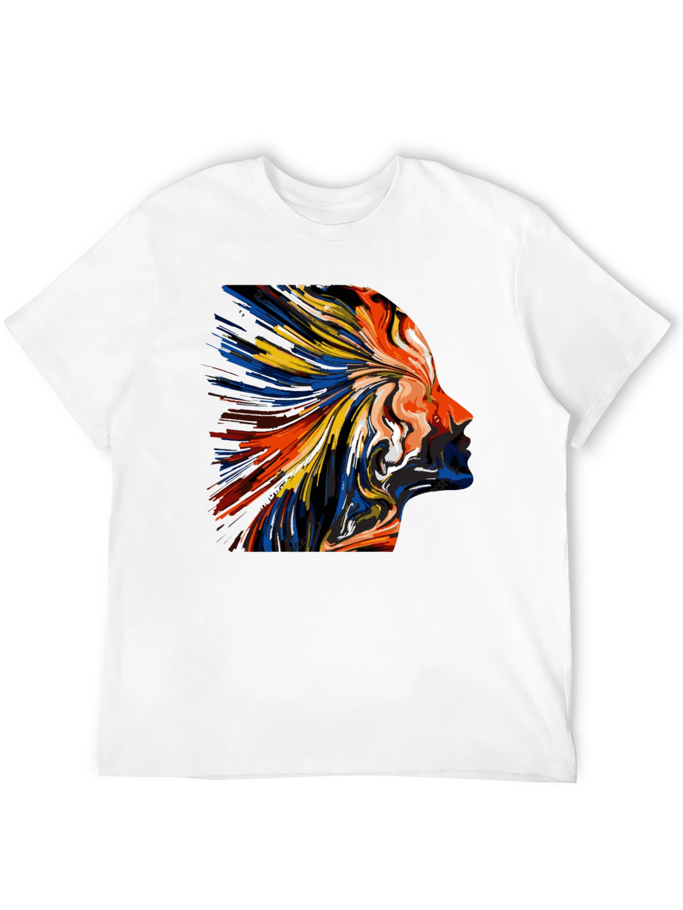 Abstract Face Art Print Tee - Black