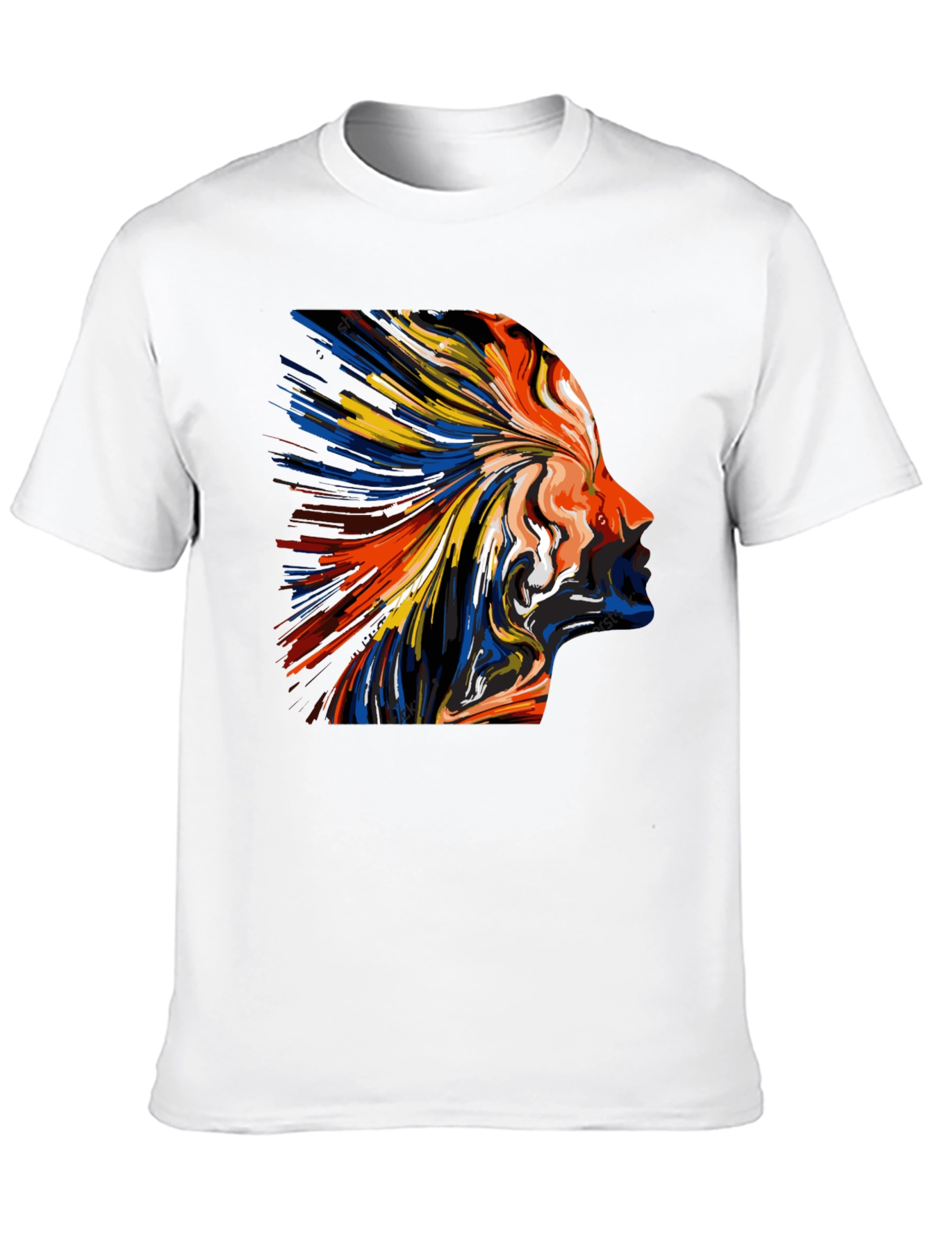 Abstract Face Art Print Tee - Black