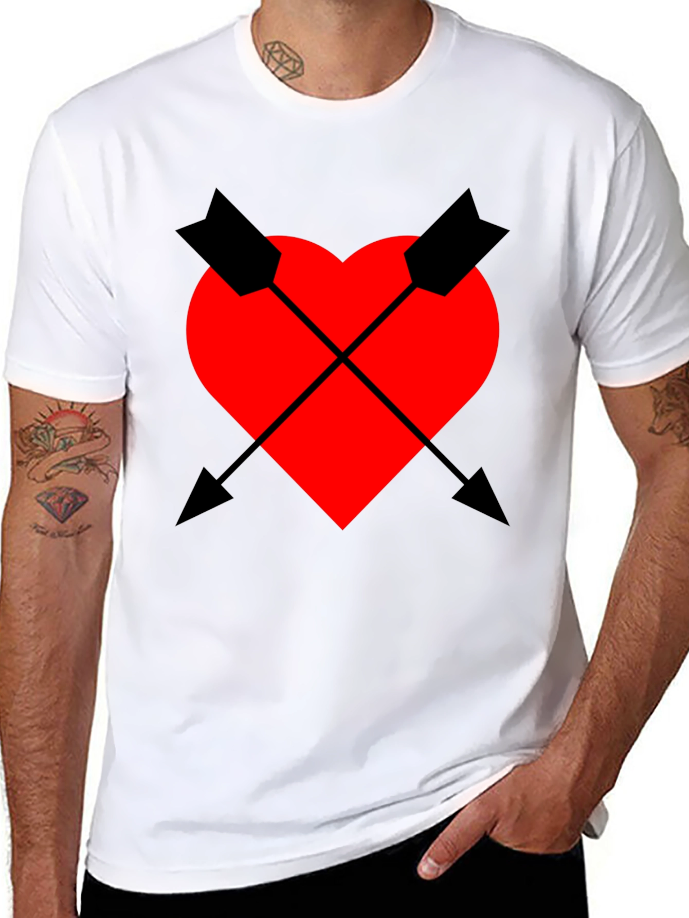 Heart & Arrow Graphic Tee - Black Casual Fit