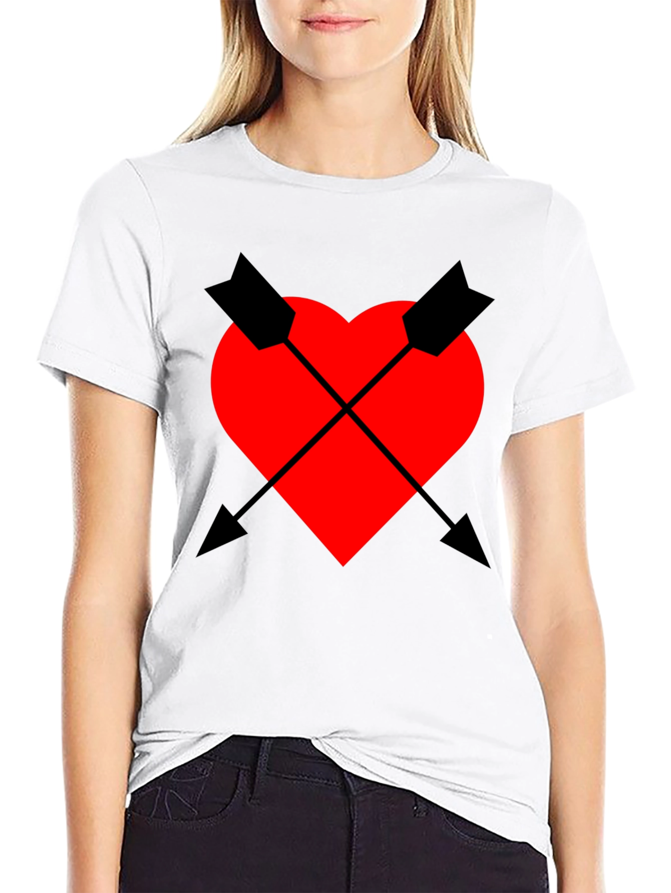Heart & Arrow Graphic Tee - Black Casual Fit