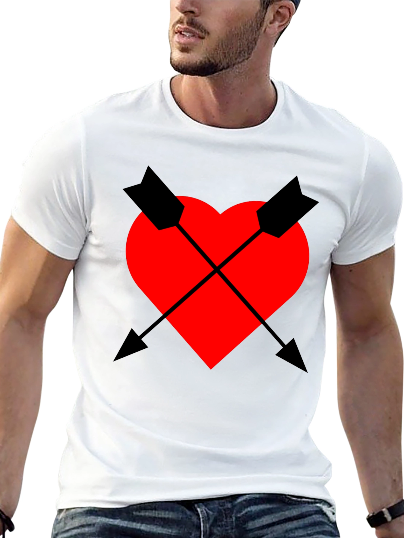 Heart & Arrow Graphic Tee - Black Casual Fit