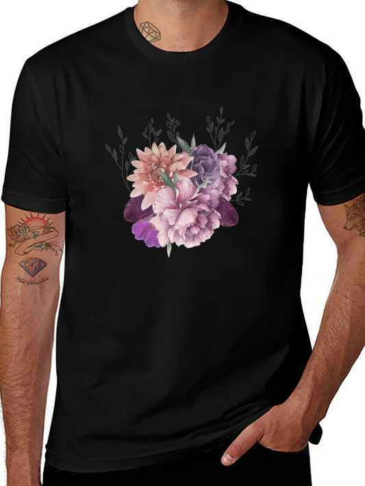 Floral Graphic Tee - Black Cotton Comfort