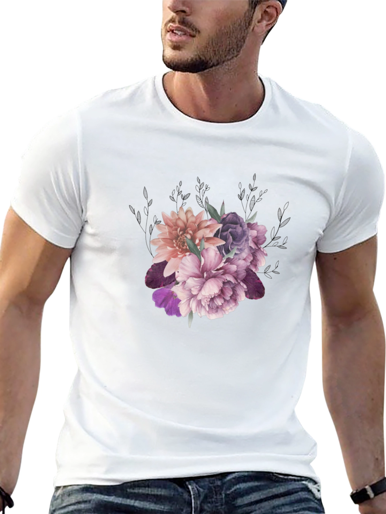 Floral Graphic Tee - Black Cotton Comfort
