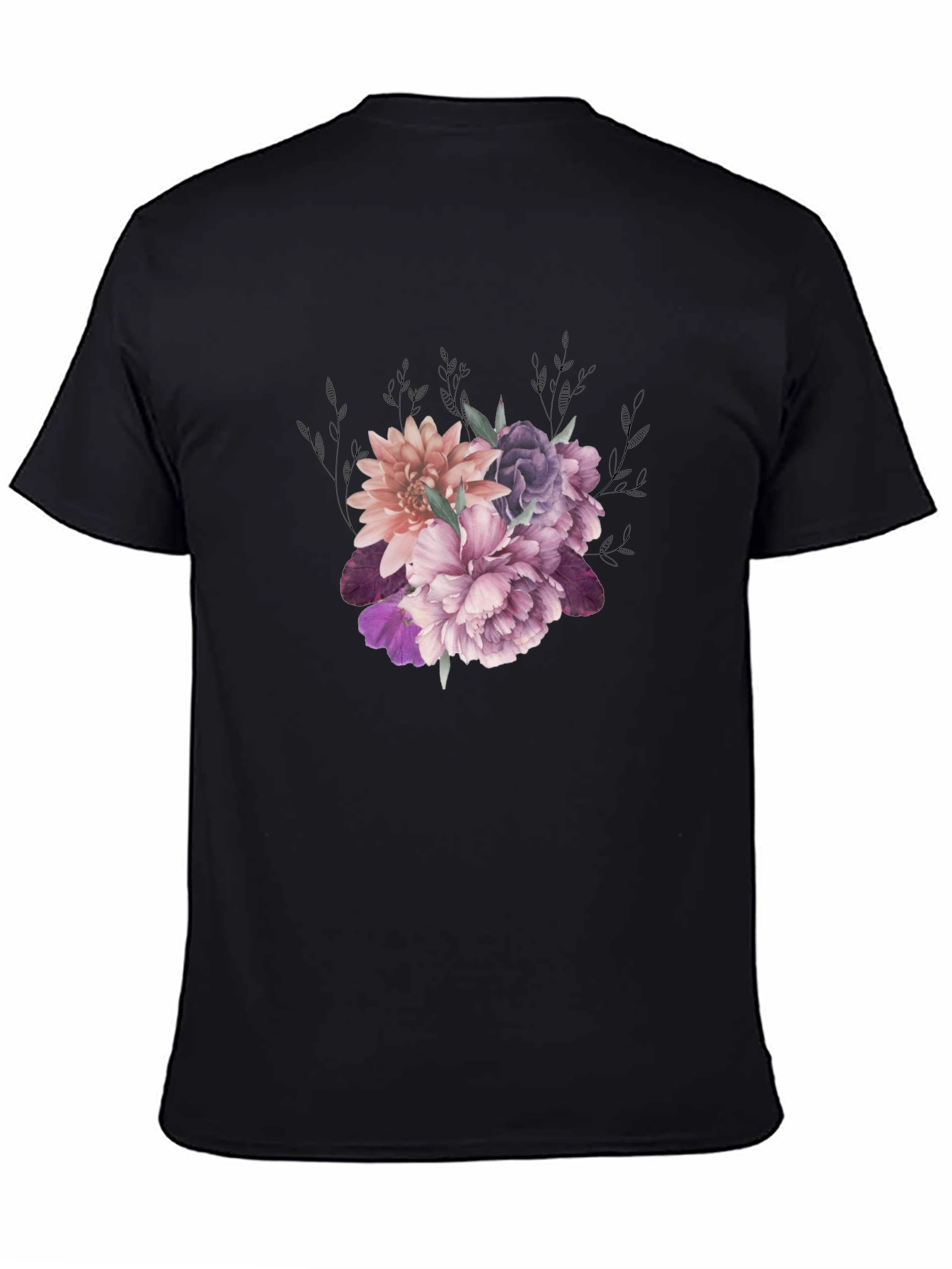 Floral Graphic Tee - Black Cotton Comfort