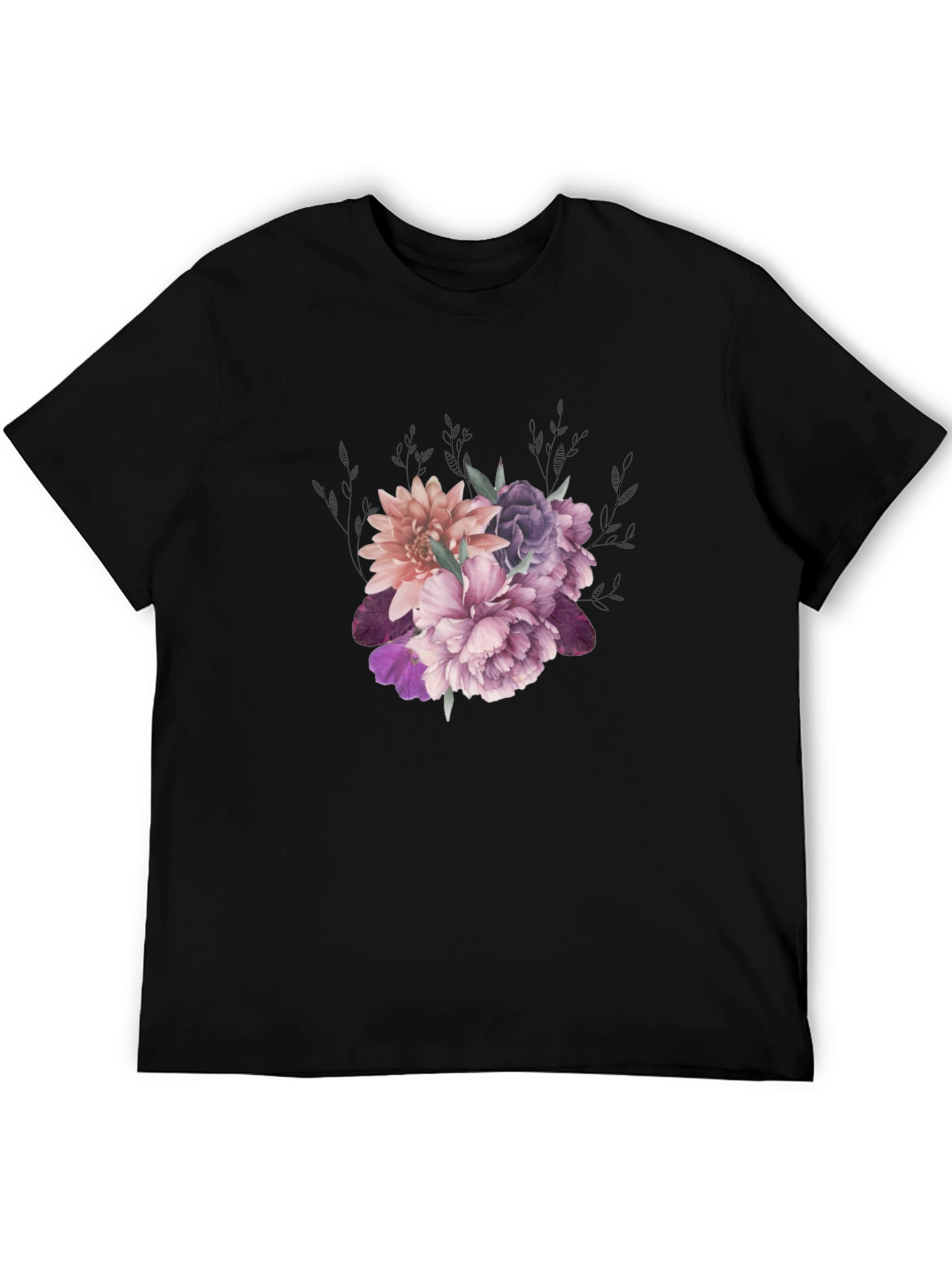 Floral Graphic Tee - Black Cotton Comfort
