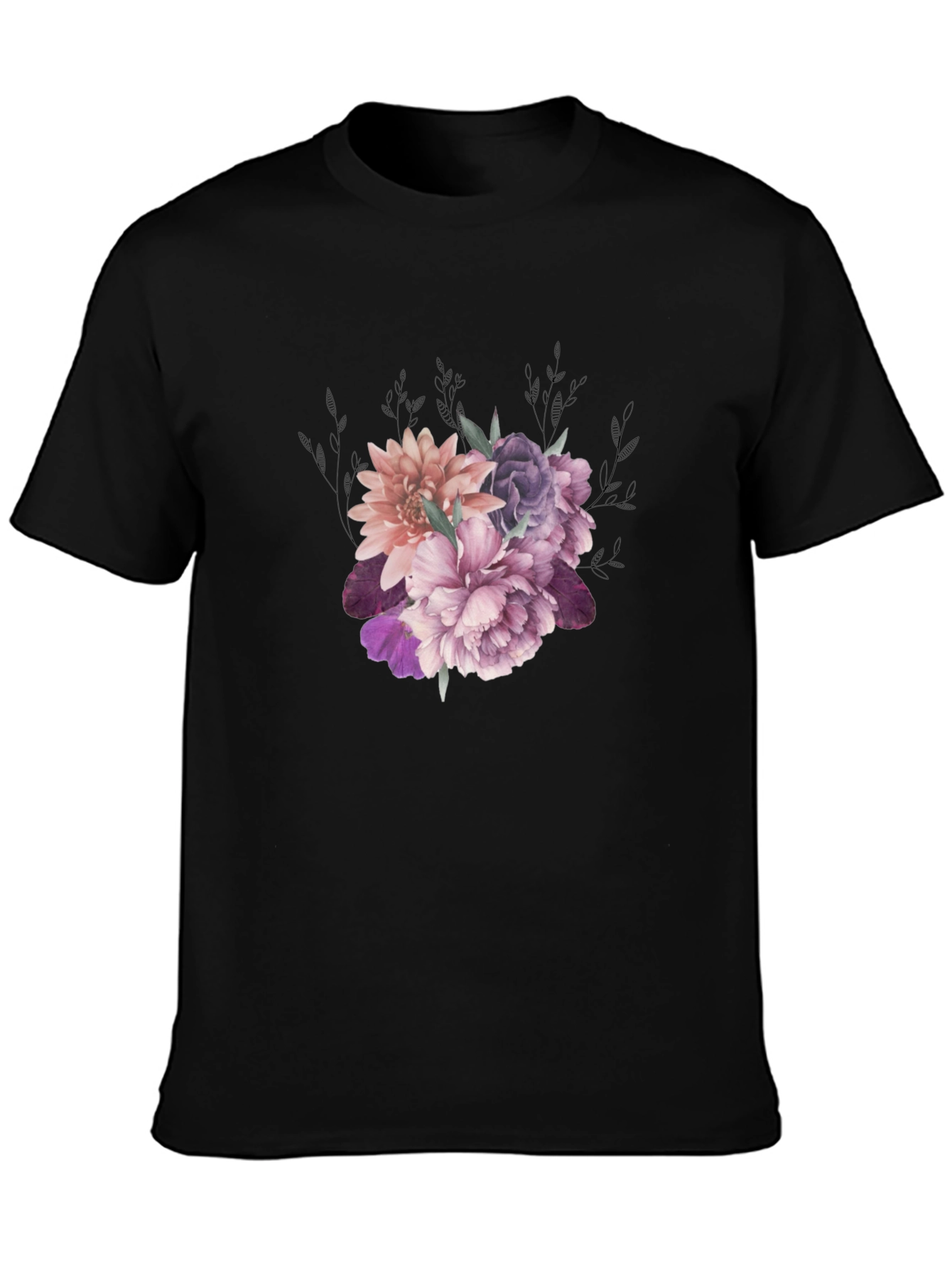 Floral Graphic Tee - Black Cotton Comfort