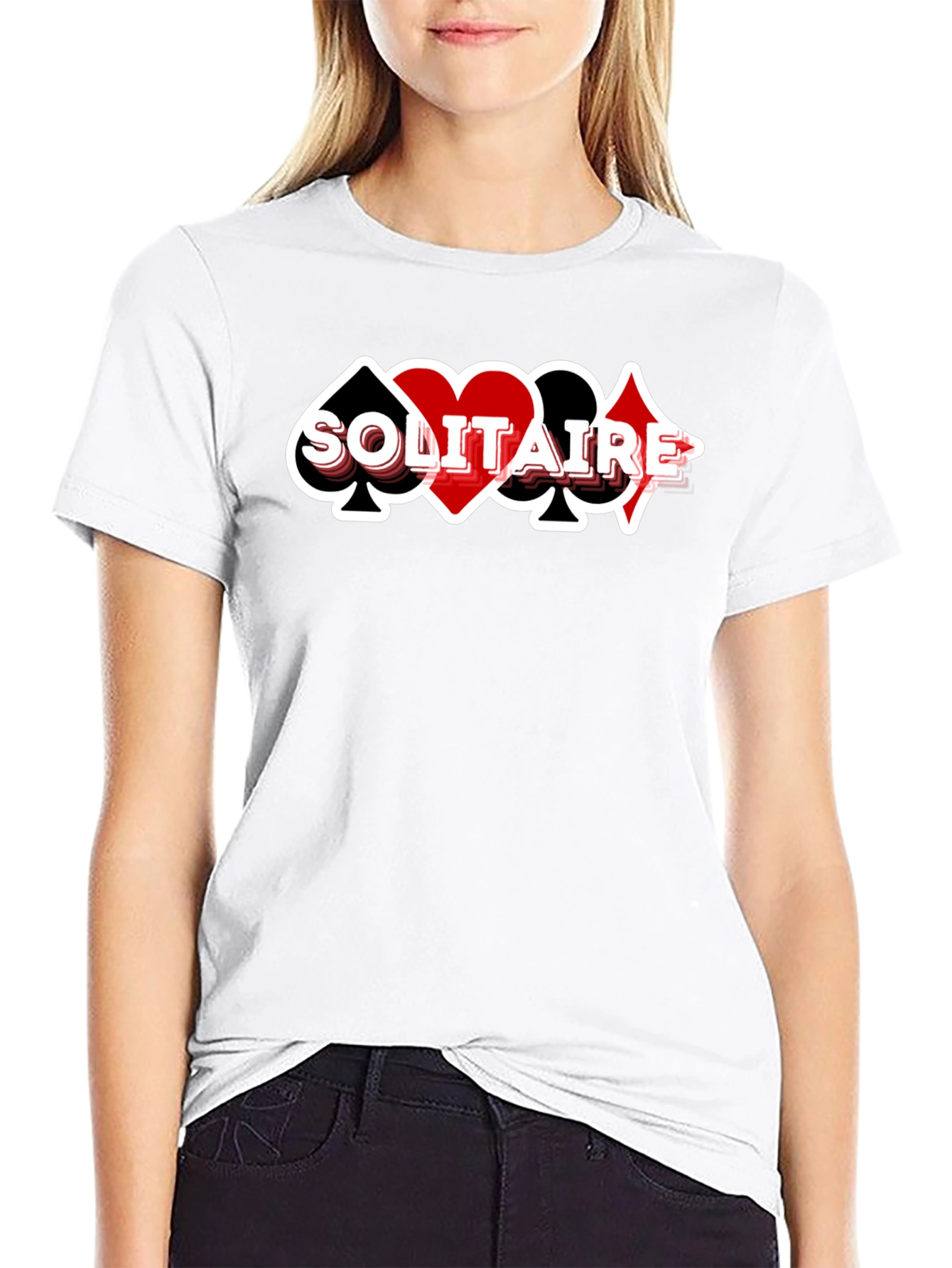 Solitaire Card Suit Graphic Tee - Black