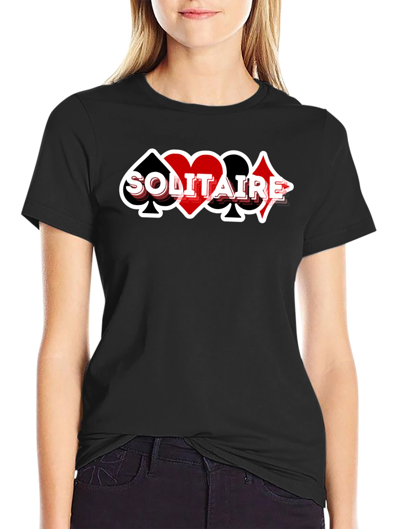 Solitaire Card Suit Graphic Tee - Black