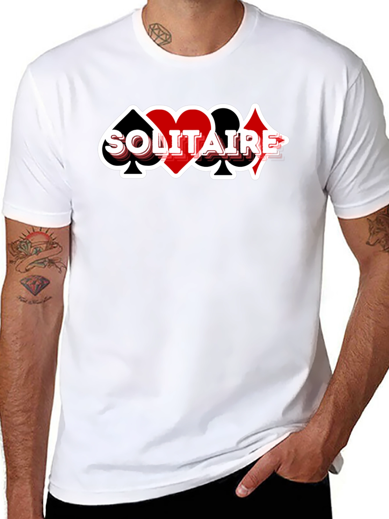 Solitaire Card Suit Graphic Tee - Black