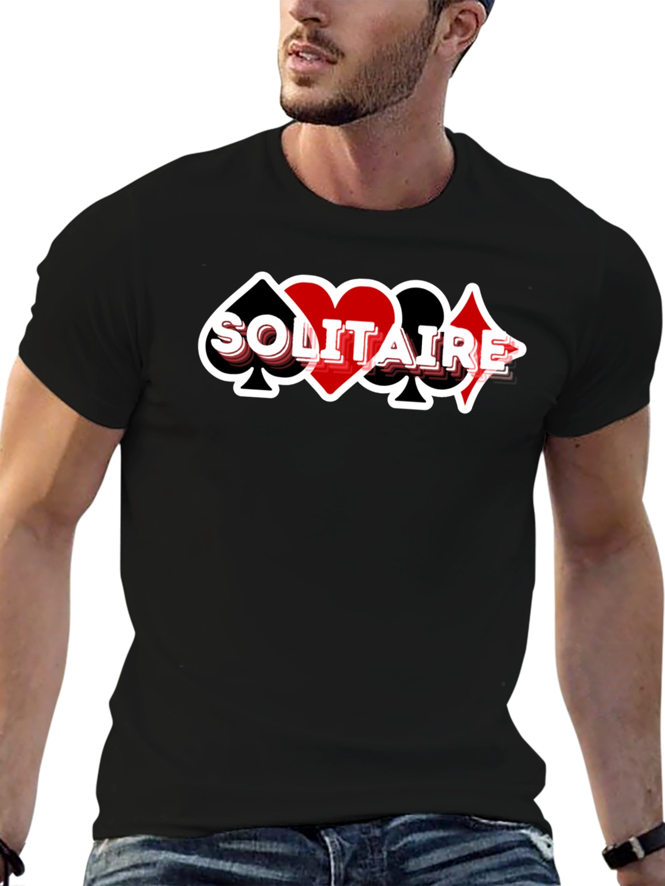 Solitaire Card Suit Graphic Tee - Black