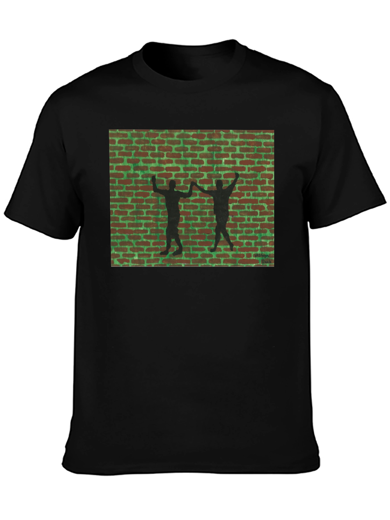 Retro Brick Wall Silhouette Graphic T-Shirt