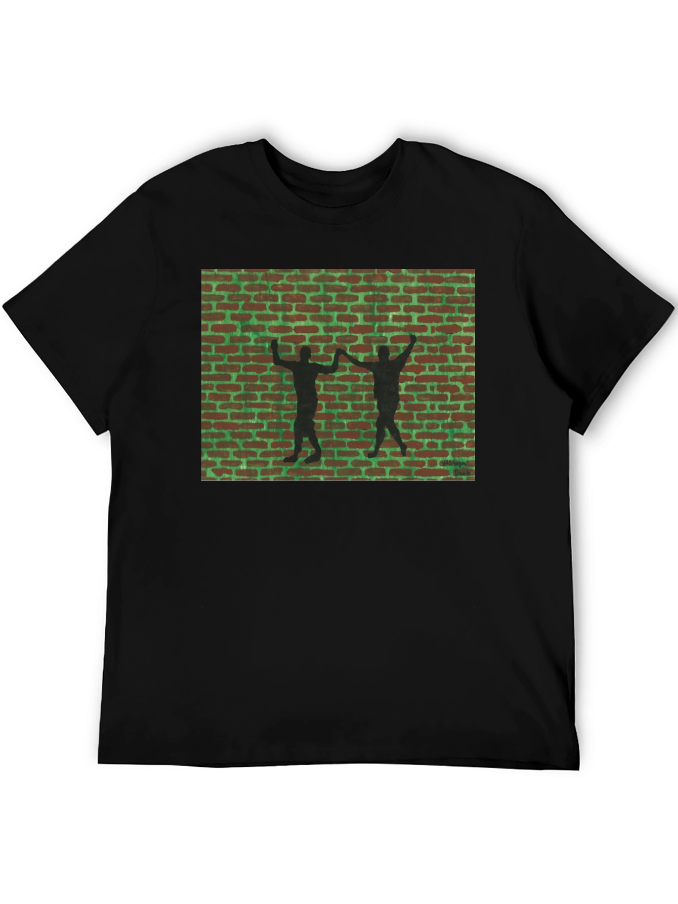 Retro Brick Wall Silhouette Graphic T-Shirt