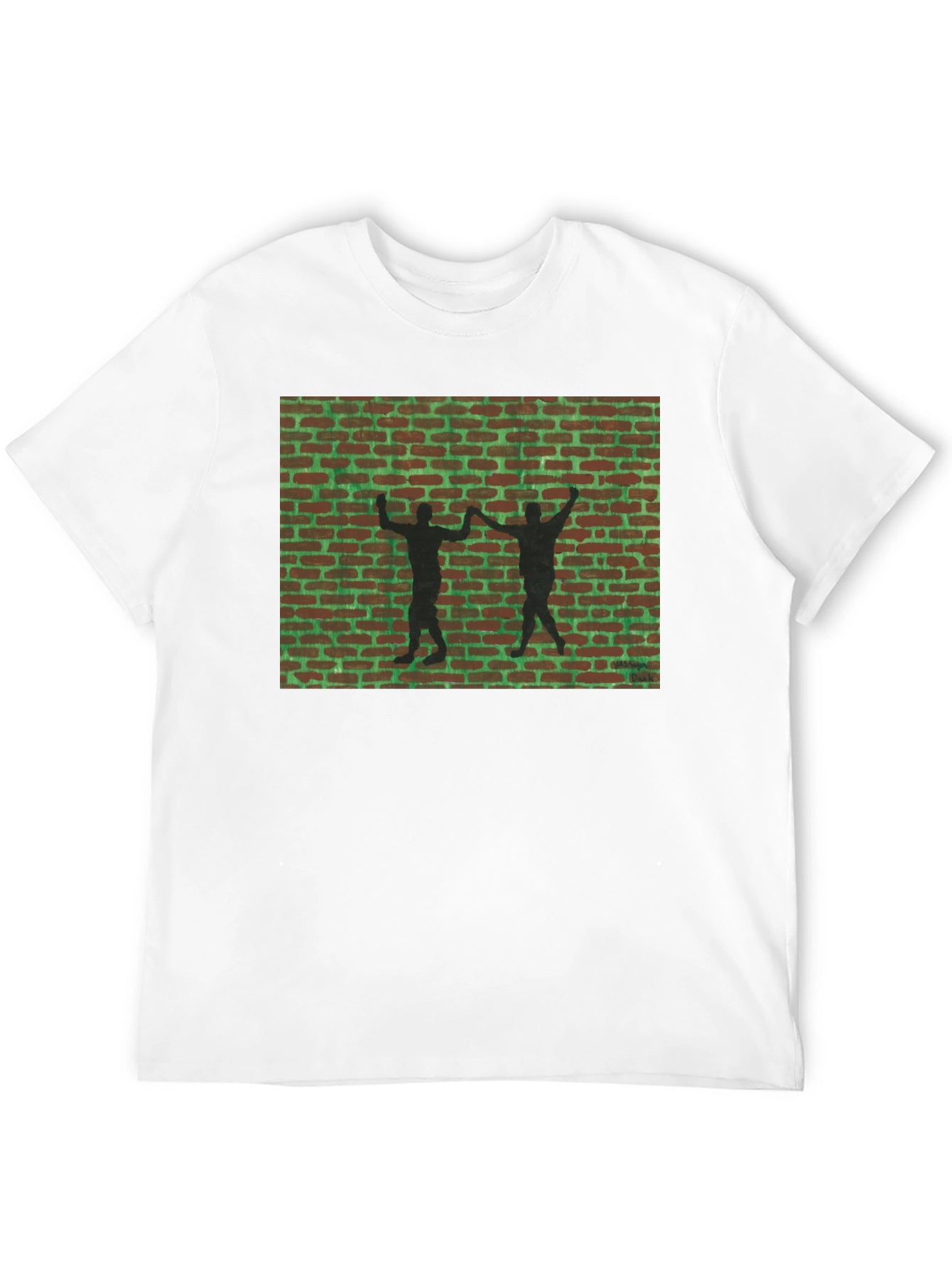 Retro Brick Wall Silhouette Graphic T-Shirt