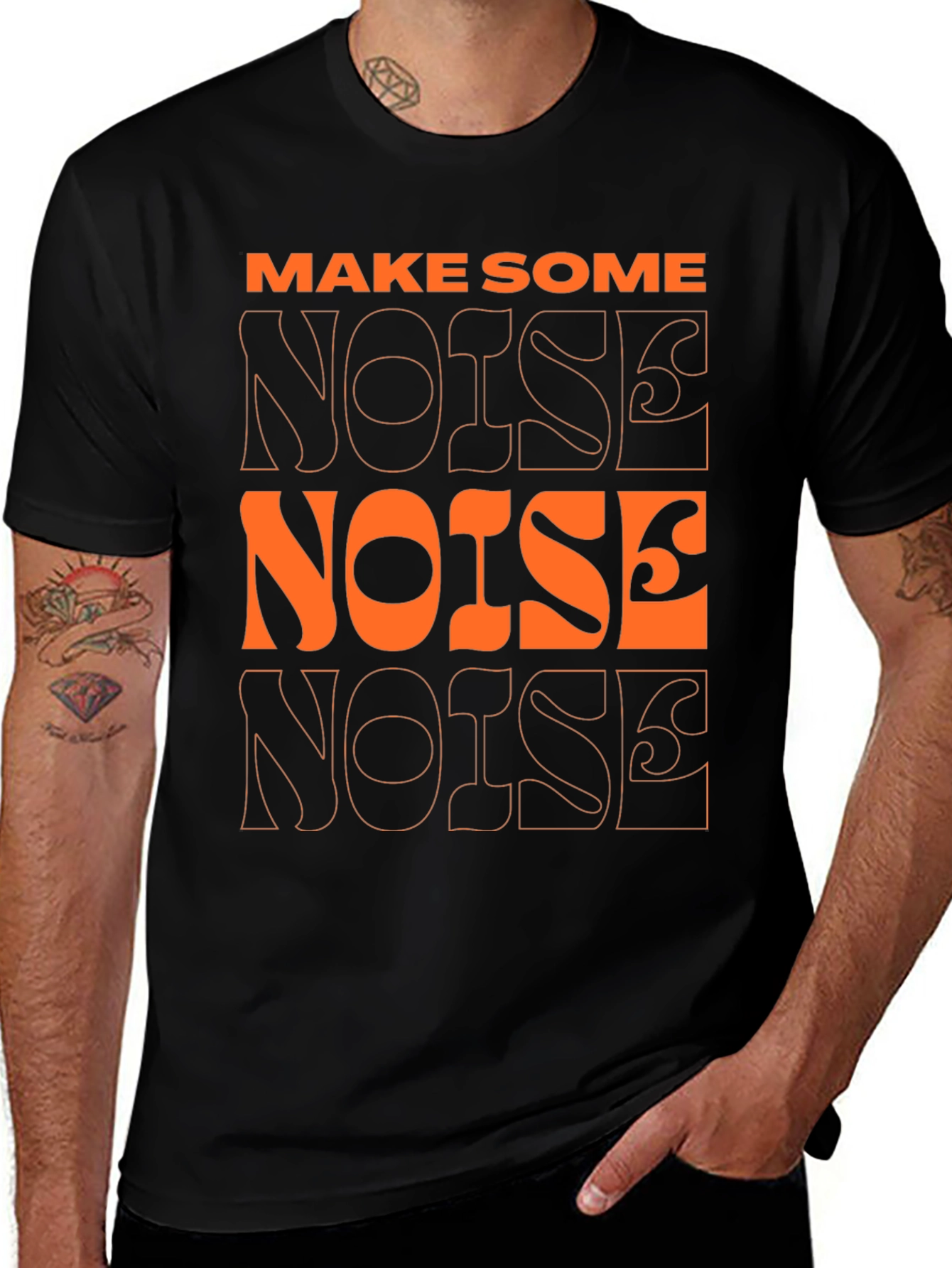 Make Some Noise Graphic Tee - Modern Black T-Shirt