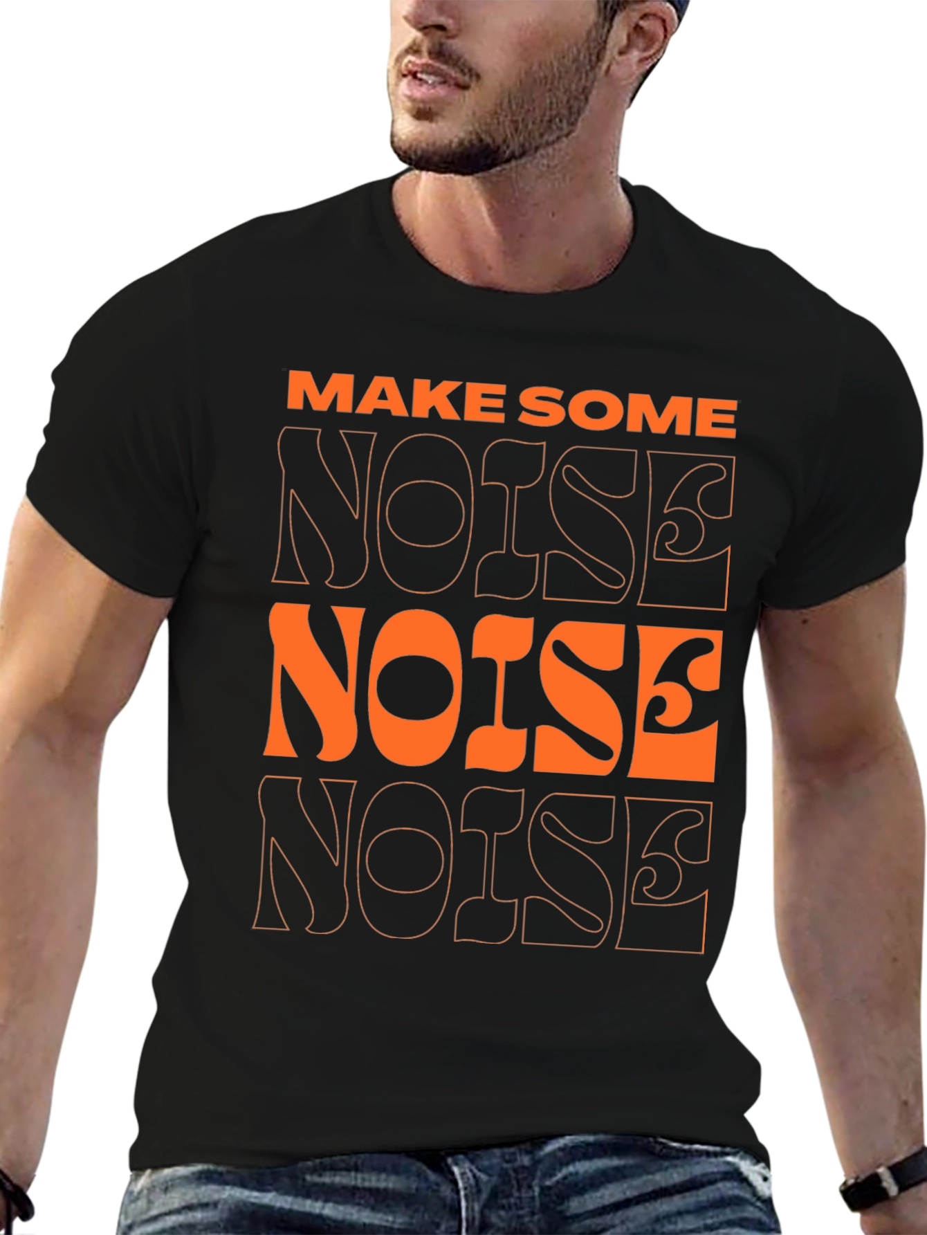 Make Some Noise Graphic Tee - Modern Black T-Shirt