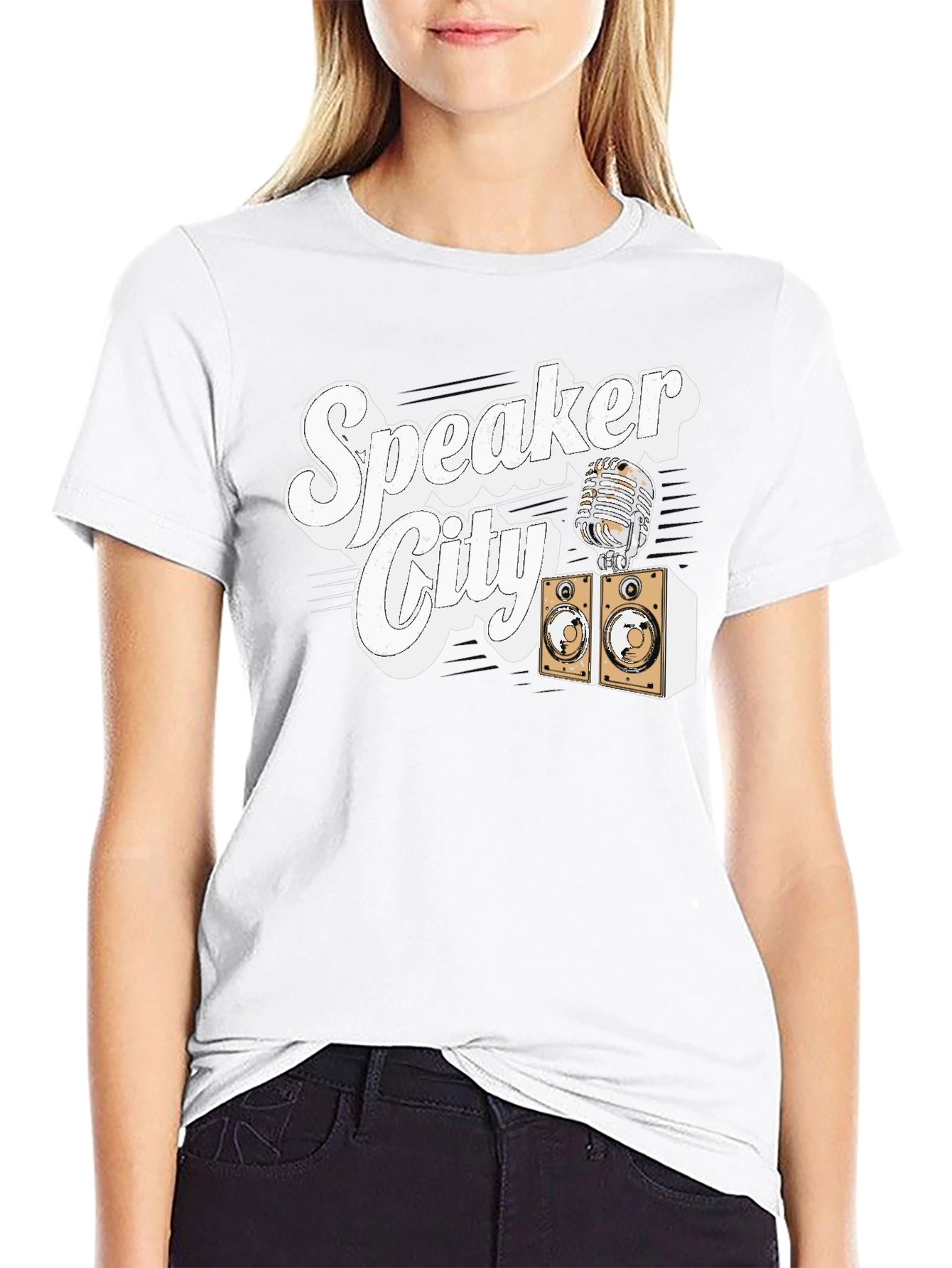 Speaker City T-Shirt - Retro Microphone Design