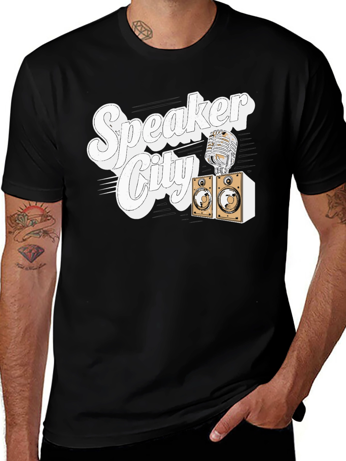 Speaker City T-Shirt - Retro Microphone Design