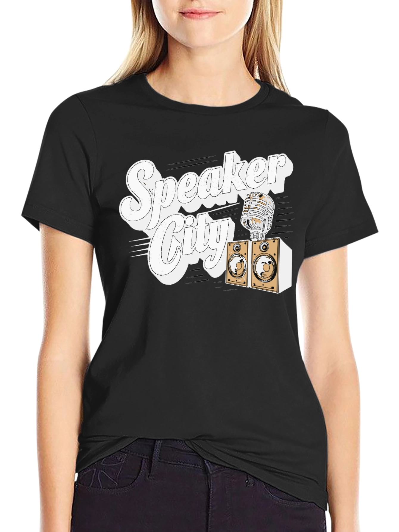 Speaker City T-Shirt - Retro Microphone Design