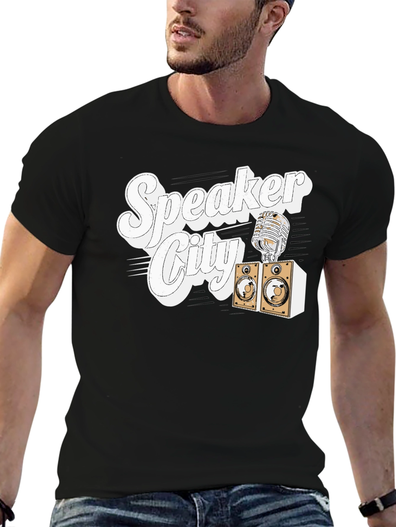 Speaker City T-Shirt - Retro Microphone Design