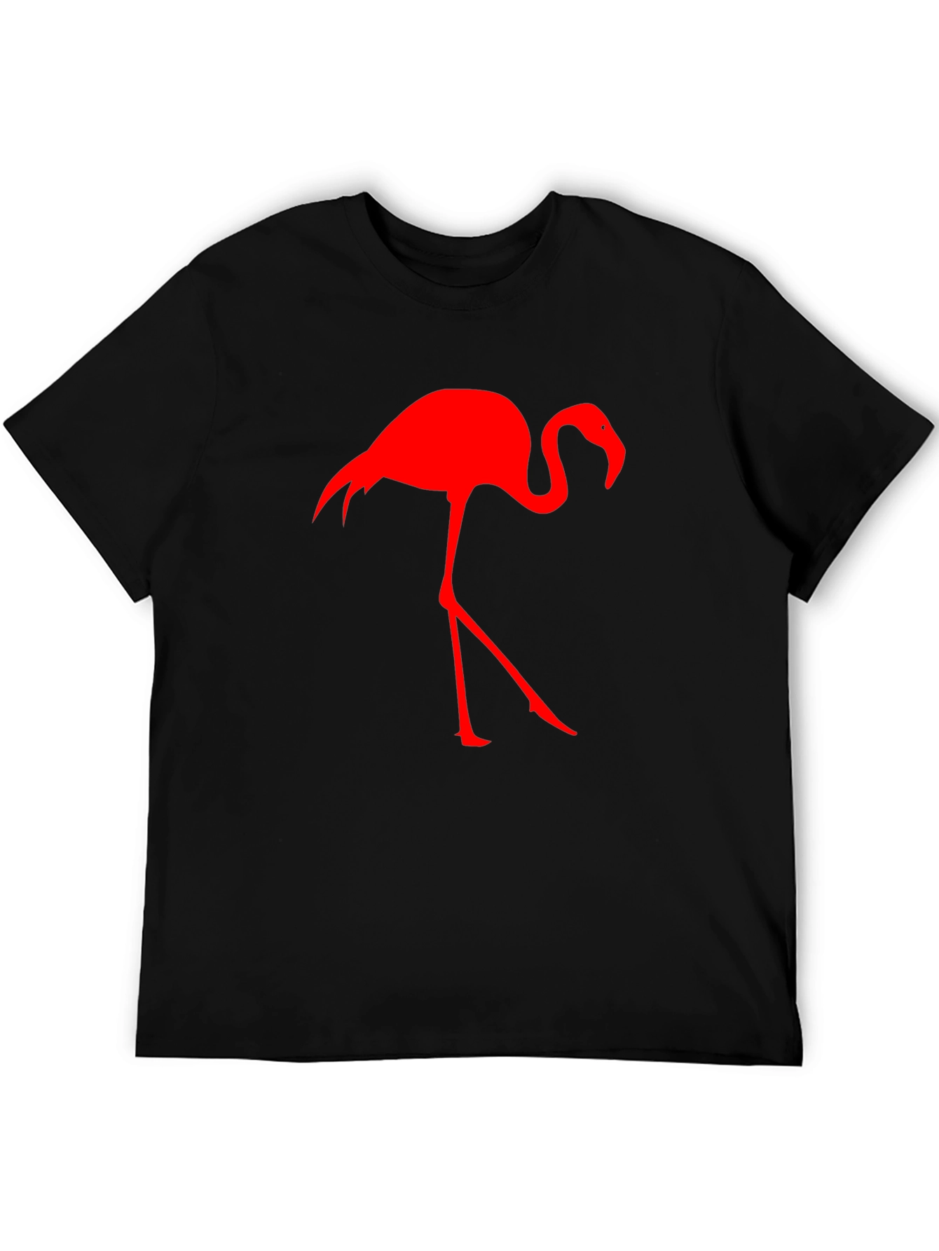 Red Flamingo Graphic Tee - Black Cotton Blend Shirt