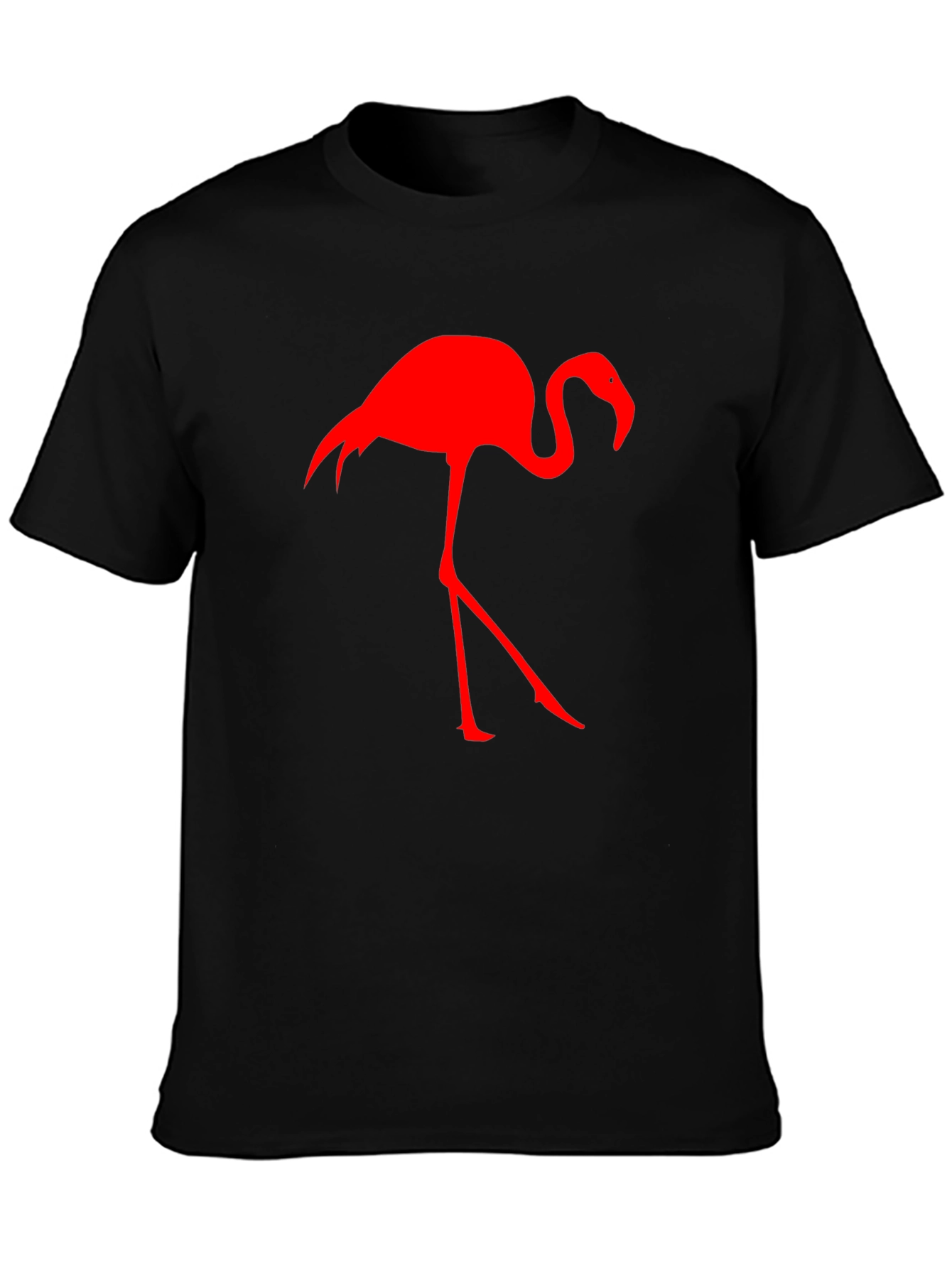 Red Flamingo Graphic Tee - Black Cotton Blend Shirt
