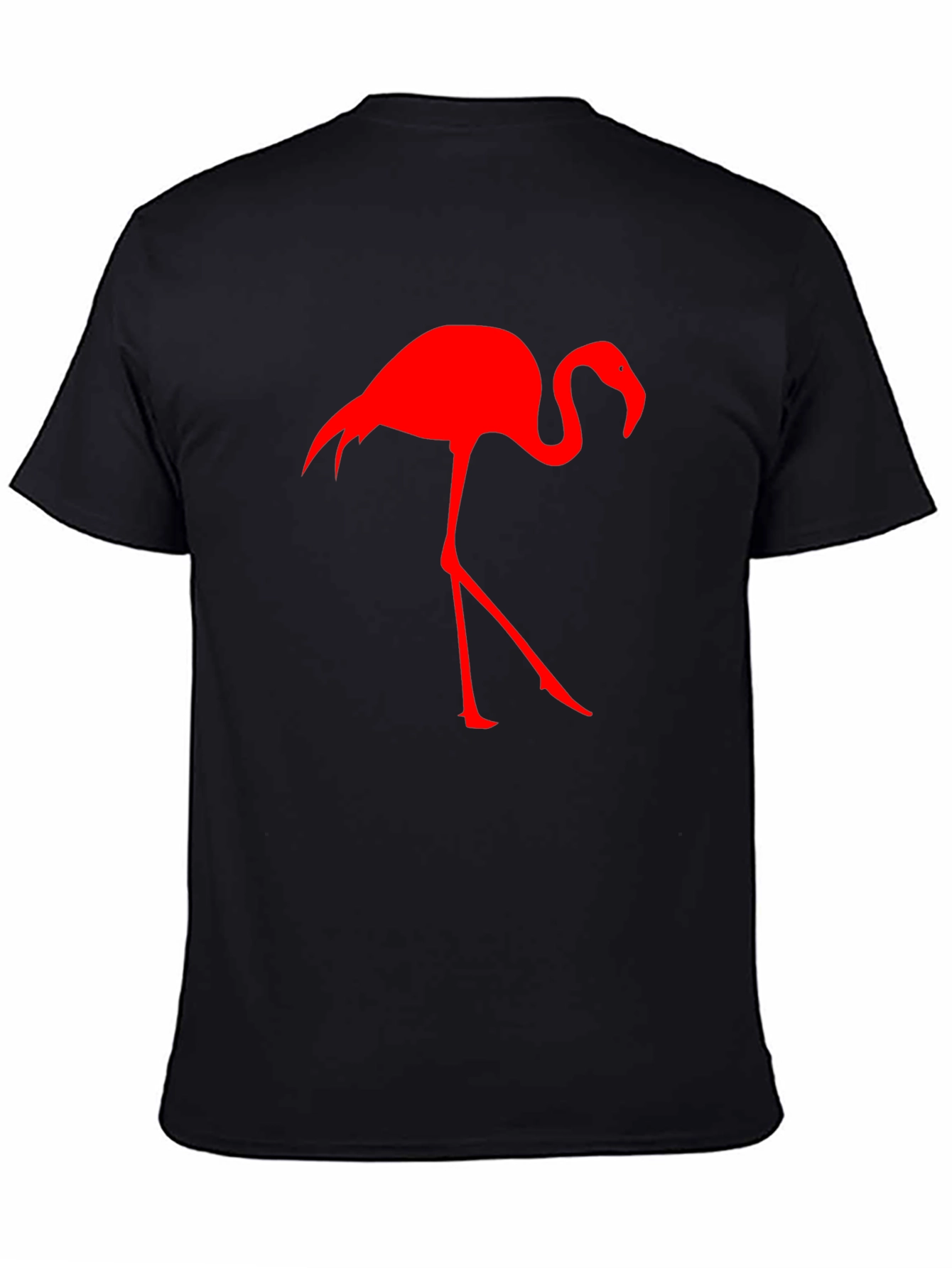 Red Flamingo Graphic Tee - Black Cotton Blend Shirt