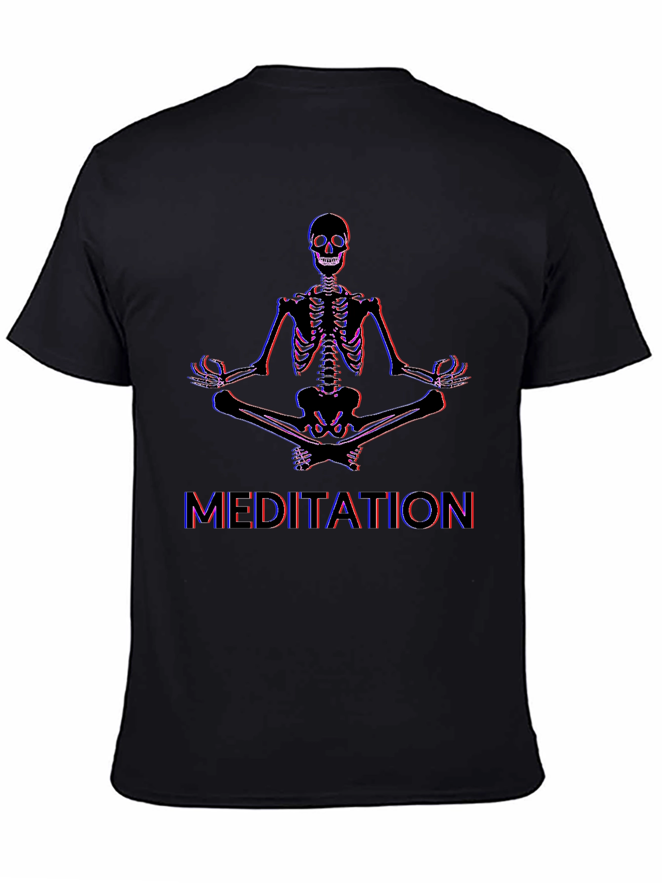 Meditating Skeleton Graphic Tee - Black Cotton Blend