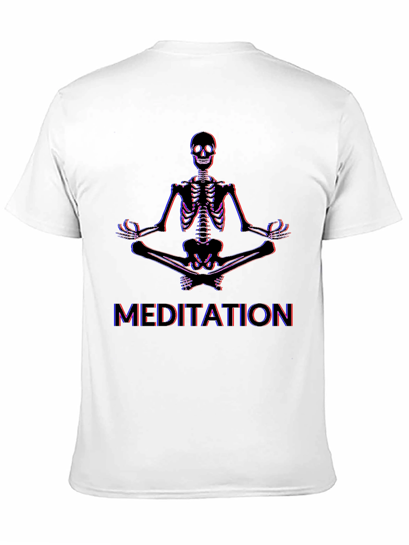 Meditating Skeleton Graphic Tee - Black Cotton Blend