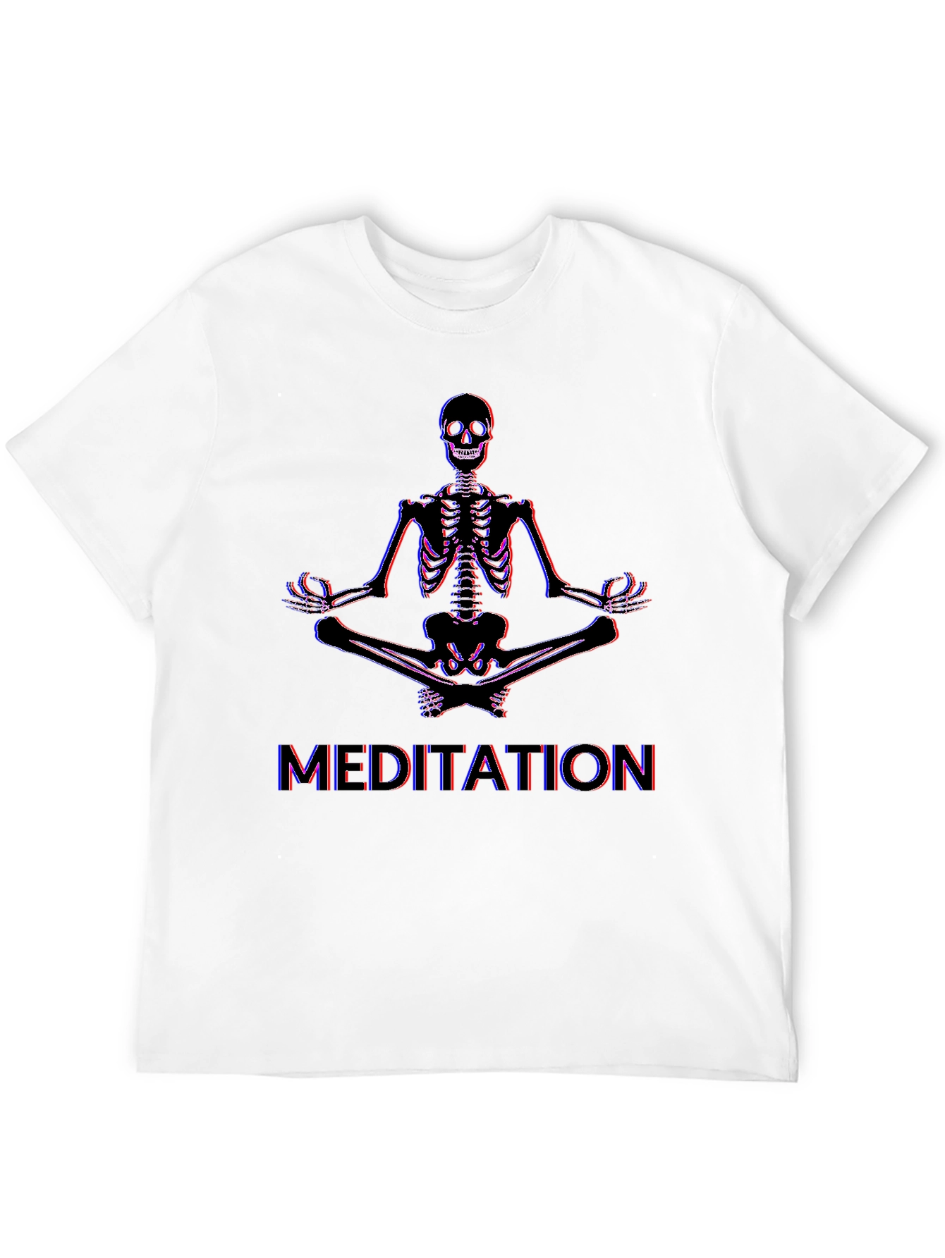 Meditating Skeleton Graphic Tee - Black Cotton Blend