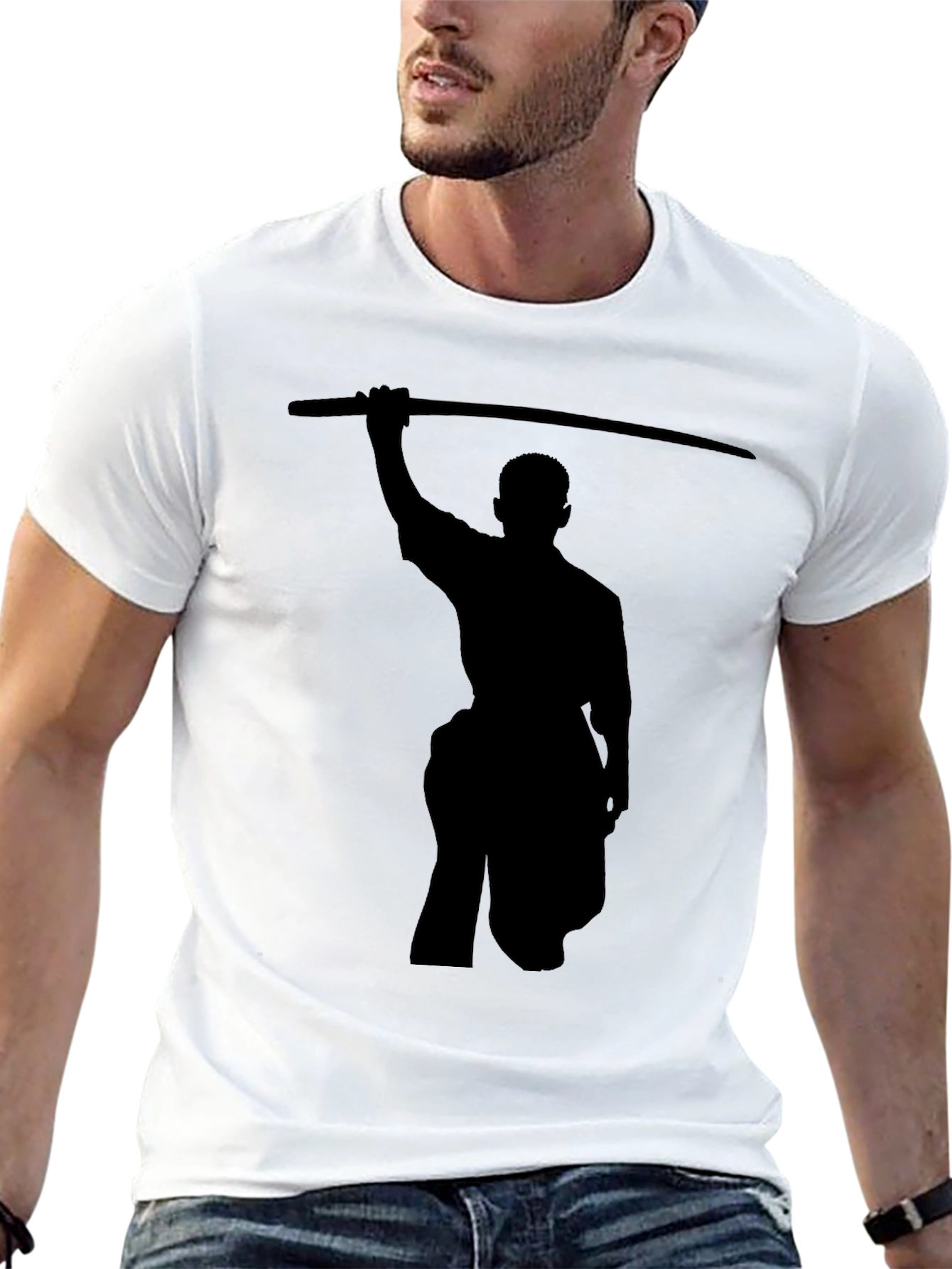 Samurai Sword Silhouette Black T-Shirt