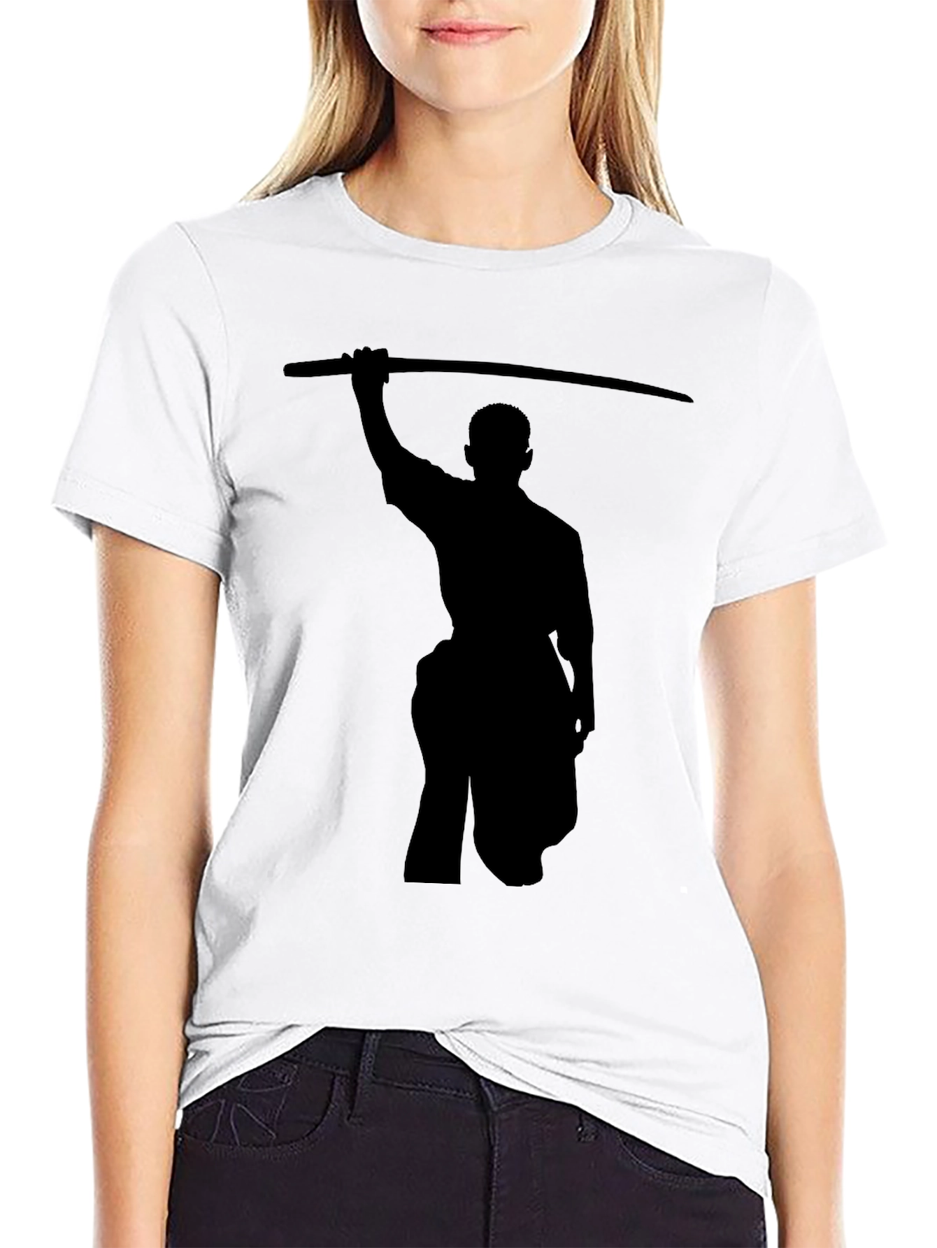 Samurai Sword Silhouette Black T-Shirt