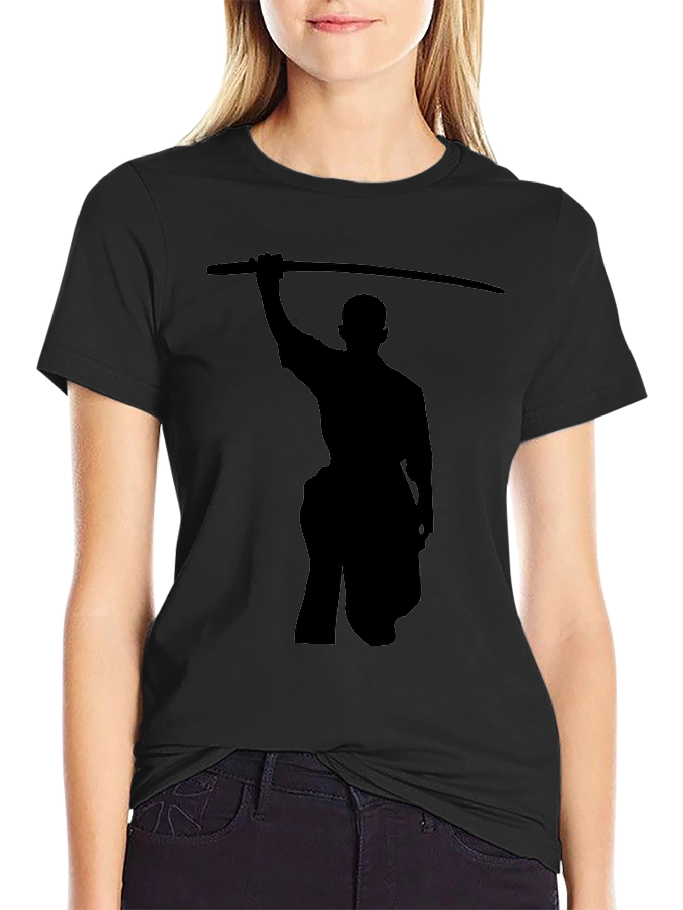 Samurai Sword Silhouette Black T-Shirt