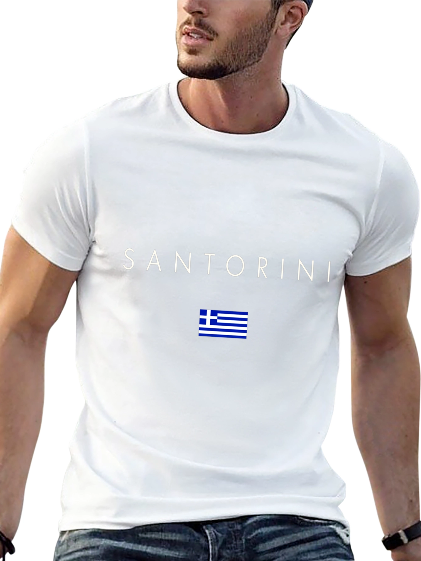 Santorini Greece Flag T-Shirt