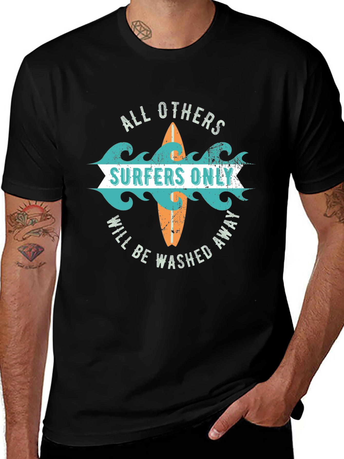 Surfers Only Graphic Tee - Washed Away Design