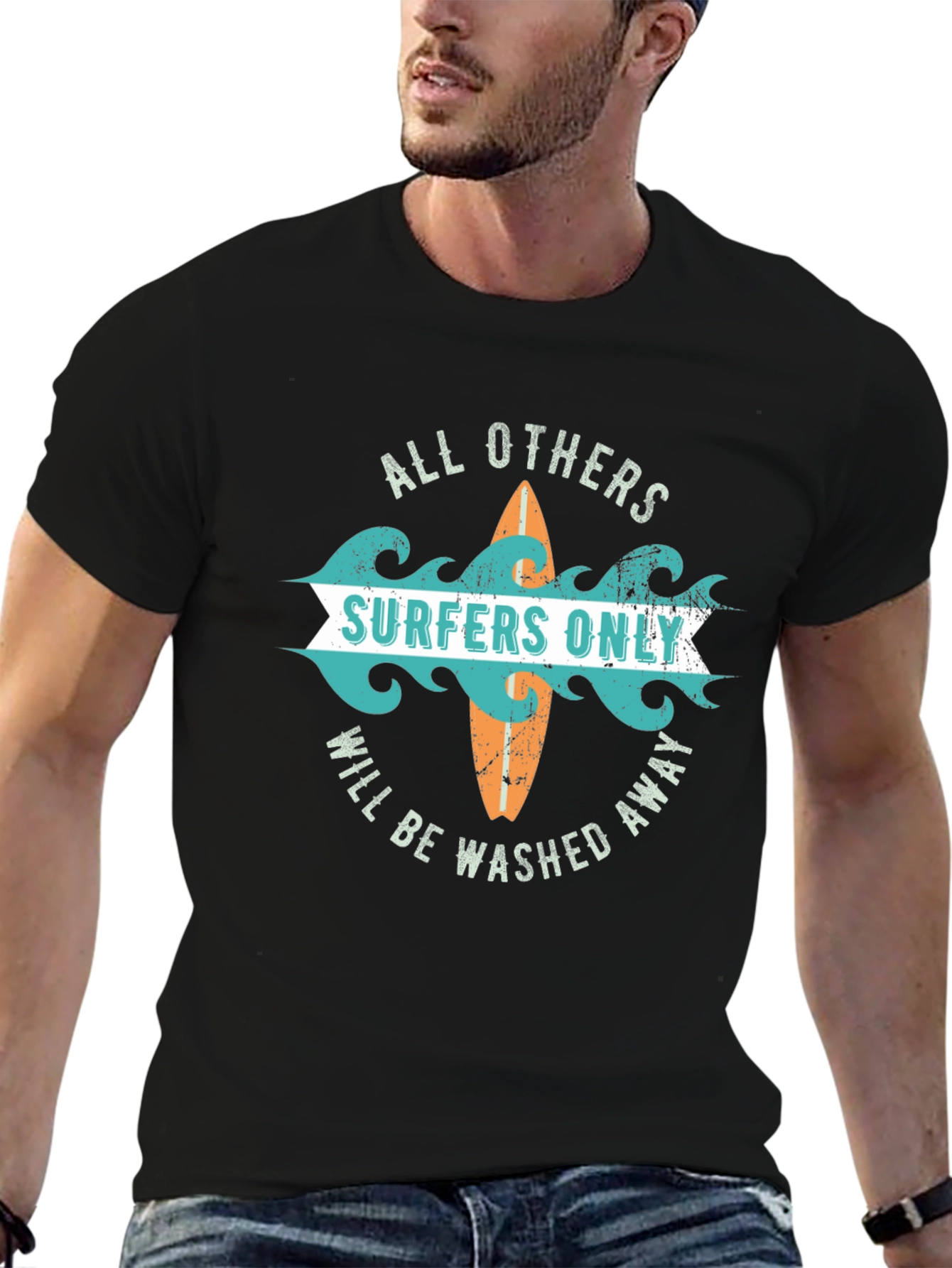 Surfers Only Graphic Tee - Washed Away Design