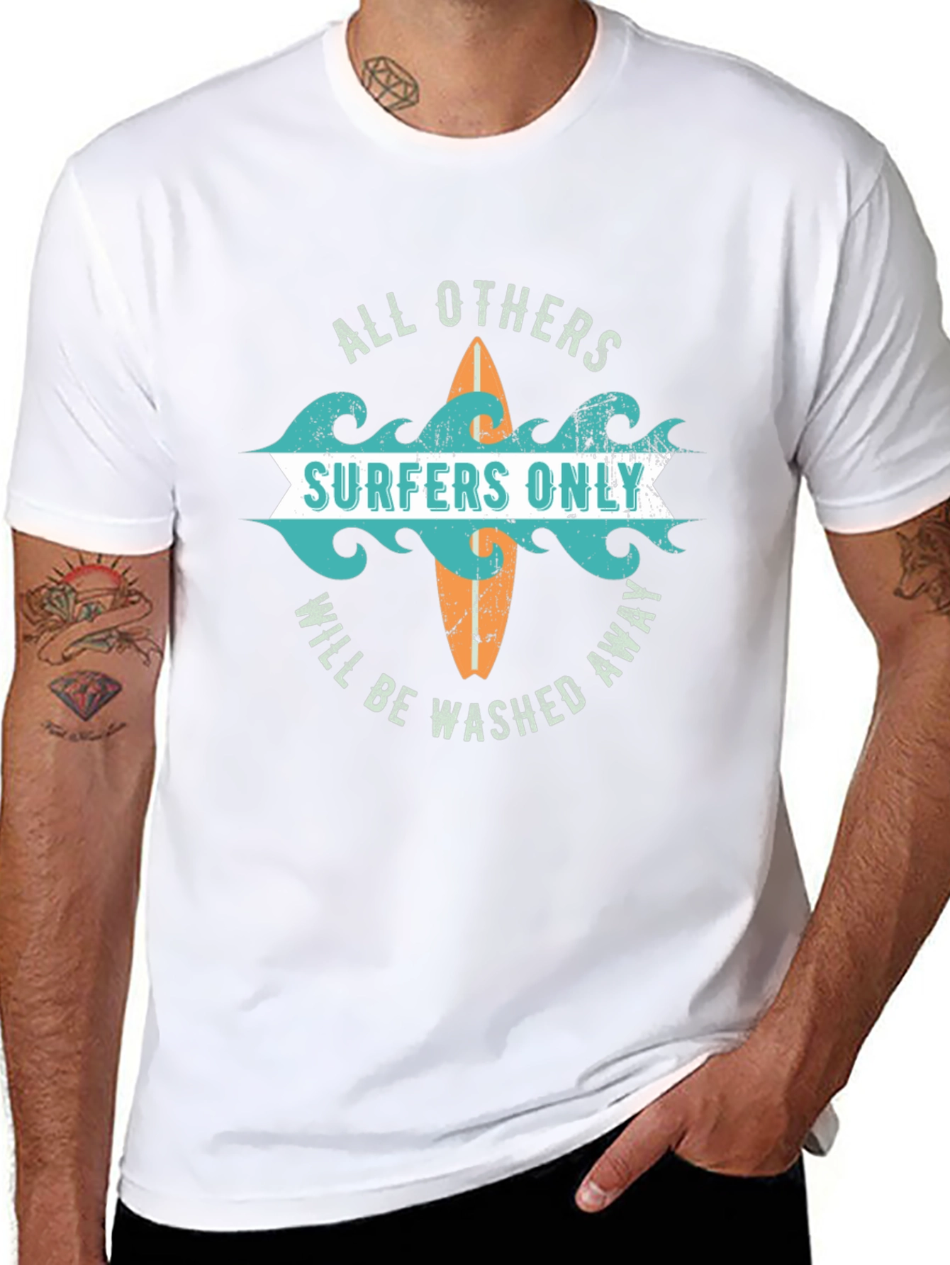 Surfers Only Graphic Tee - Washed Away Design