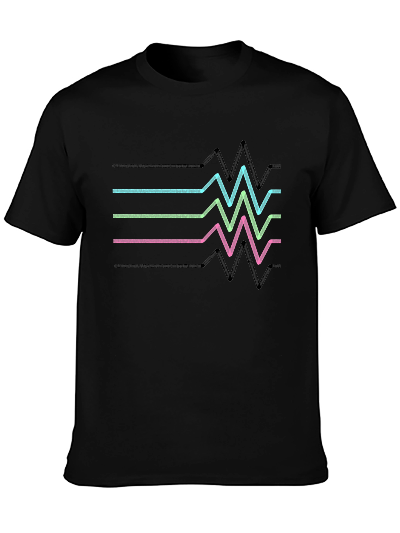 Retro Heartbeat Line T-Shirt - Black