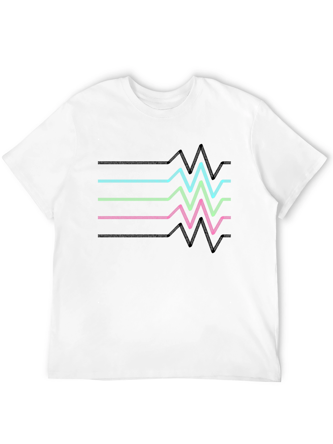 Retro Heartbeat Line T-Shirt - Black