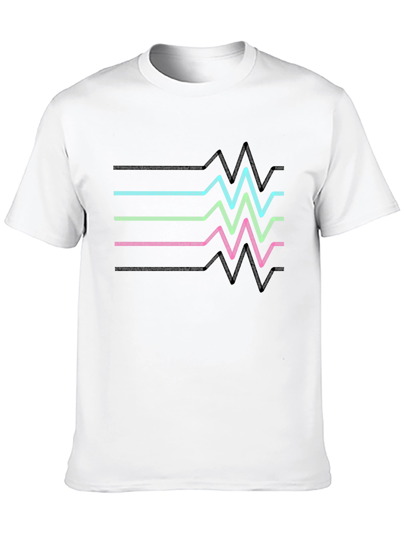 Retro Heartbeat Line T-Shirt - Black